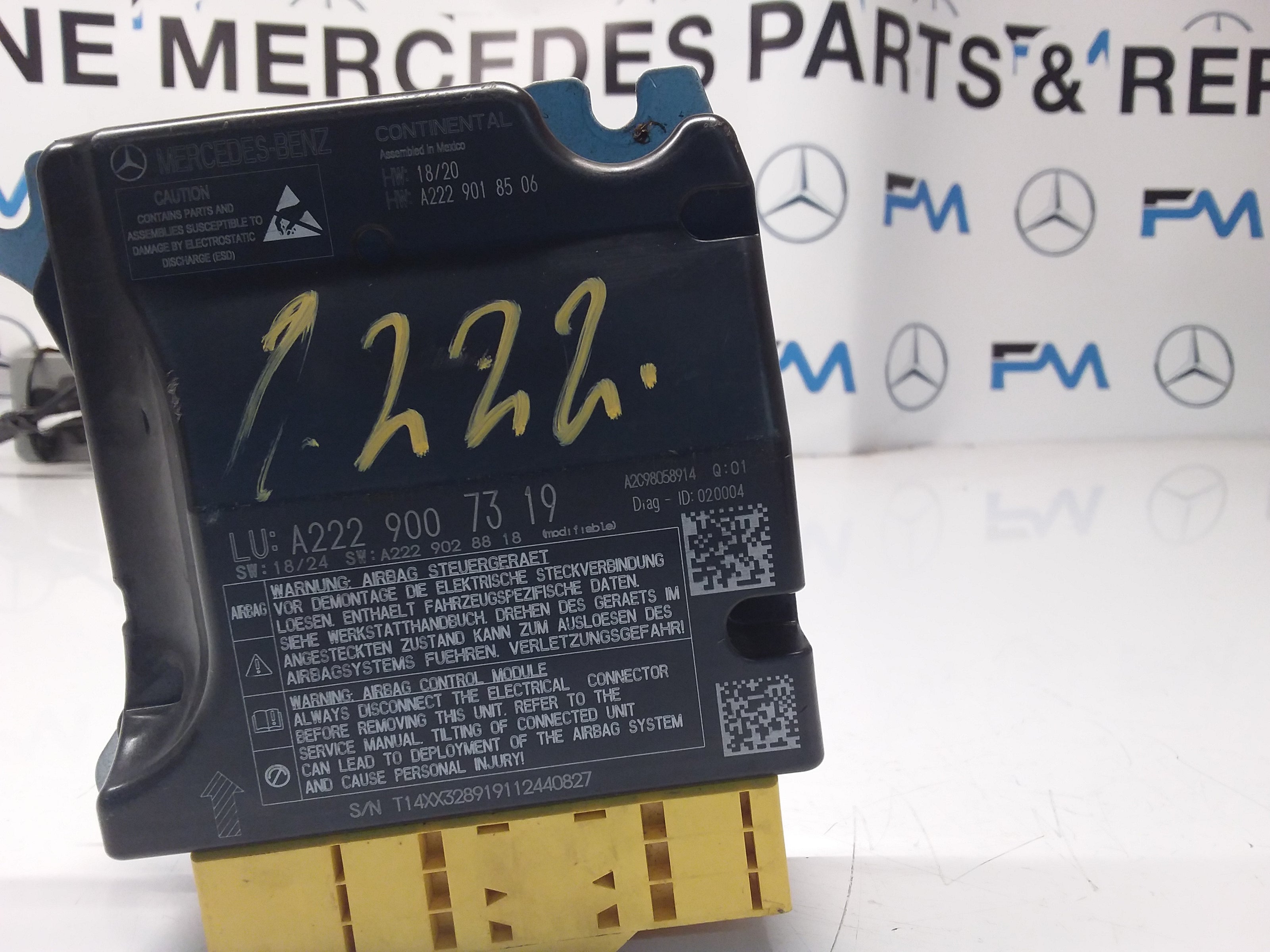 MERCEDES S-CLASS AIRBAG CONTROL MODULE W222 A2229007319 FM0092