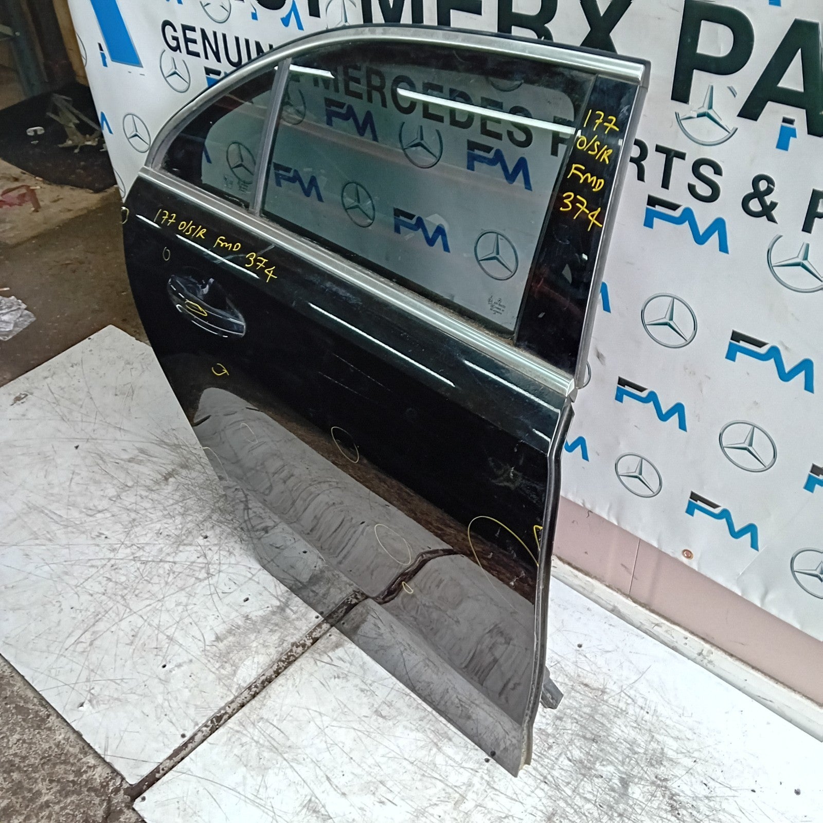 MERCEDES A-CLASS W177 DRIVER REAR DOOR OSR BLACK 2018 ON COMPLETE FMD374