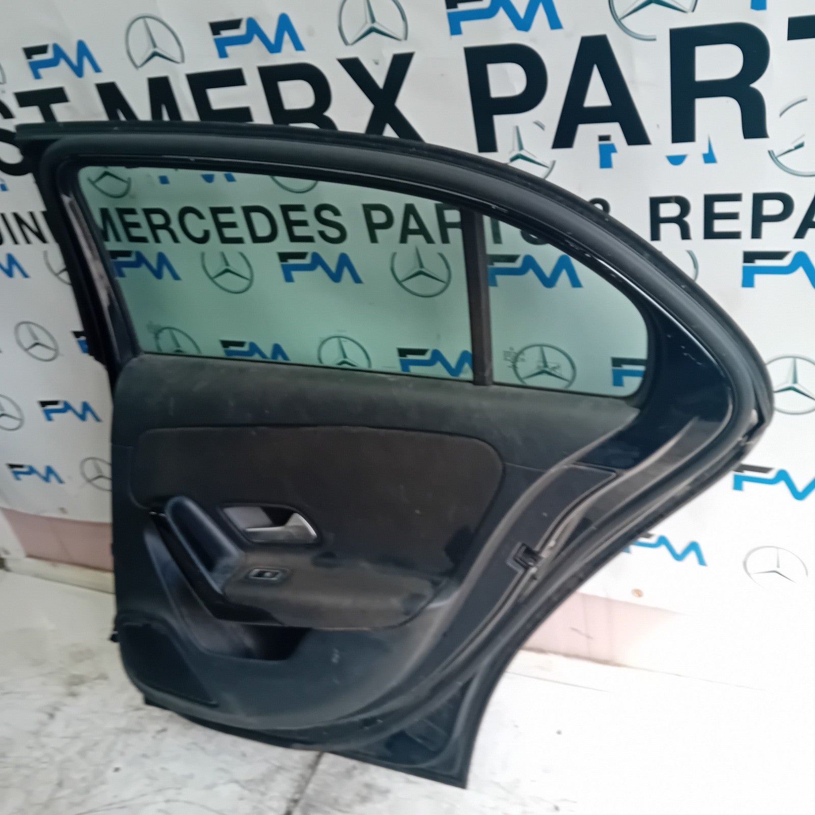 MERCEDES BENZ A-CLASS W177 DRIVER SIDE REAR DOOR O/S/R BLACK  COMPLETE FMD150