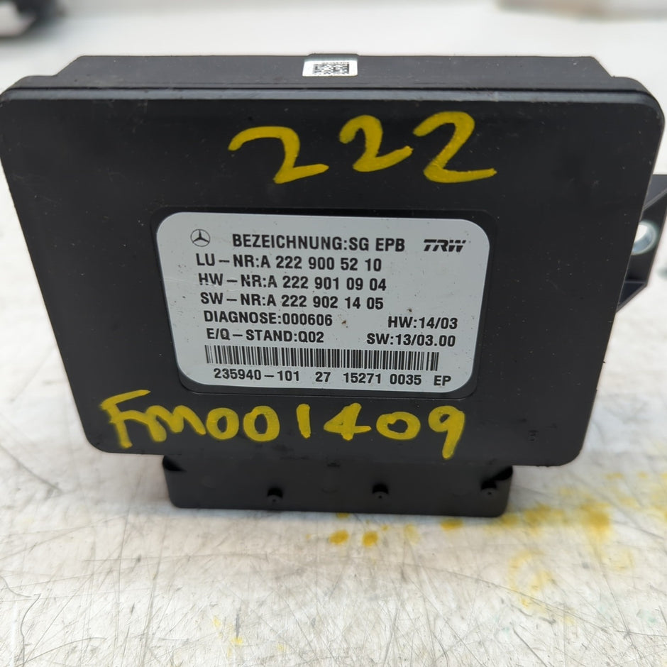 MERCEDES S-CLASS PARKING BRAKE CONTROL UNIT W222 A2229005210 FM001409