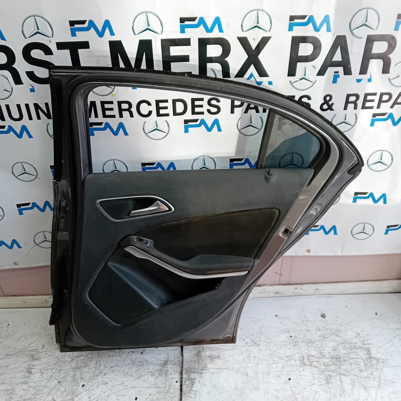 MERCEDES BENZ  A-CLASS W176 DRIVER REAR DOOR OSR GREY 2012- 2018 COMPLETE FMD209