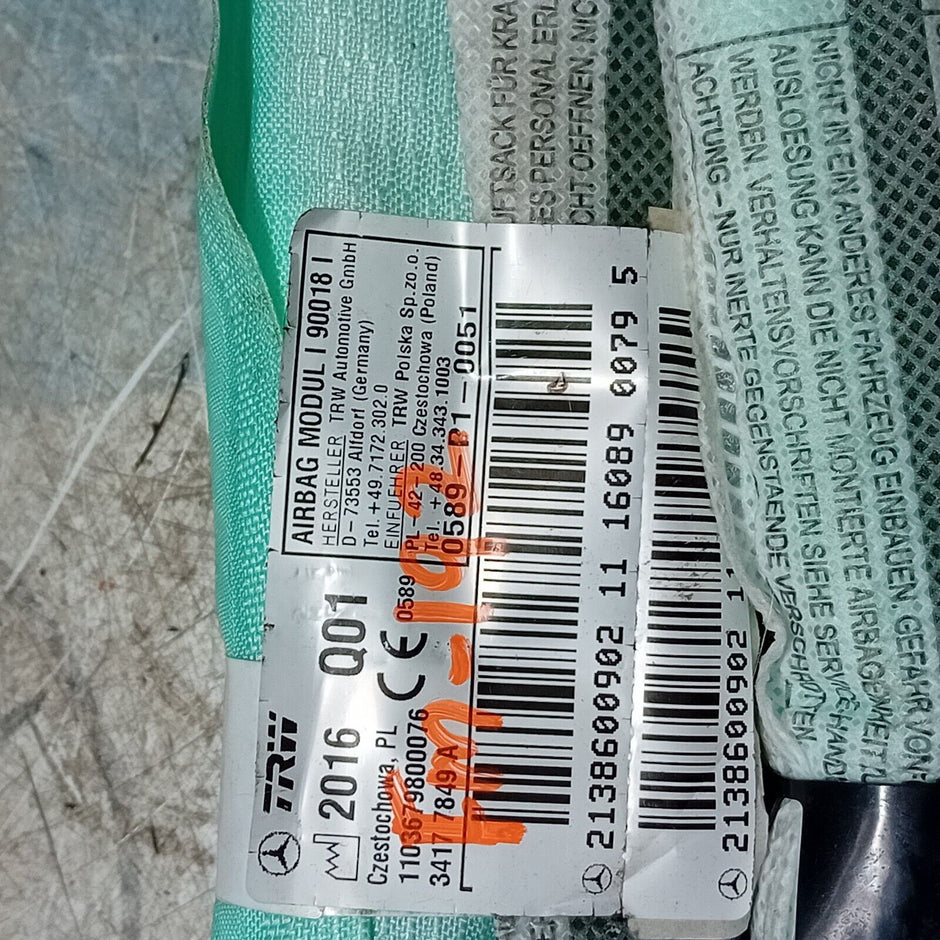 21-24 MERCEDES E CLASS W213 AIR BAG PASSENGER NEAR SIDE LEFT A2138600902 FM192