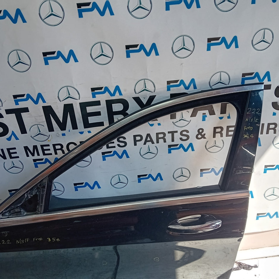 MERCEDES S-CLASS W222 SLN PASSENGER FRONT DOOR NSF BLACK 2014 ON COMPLETE FMD354