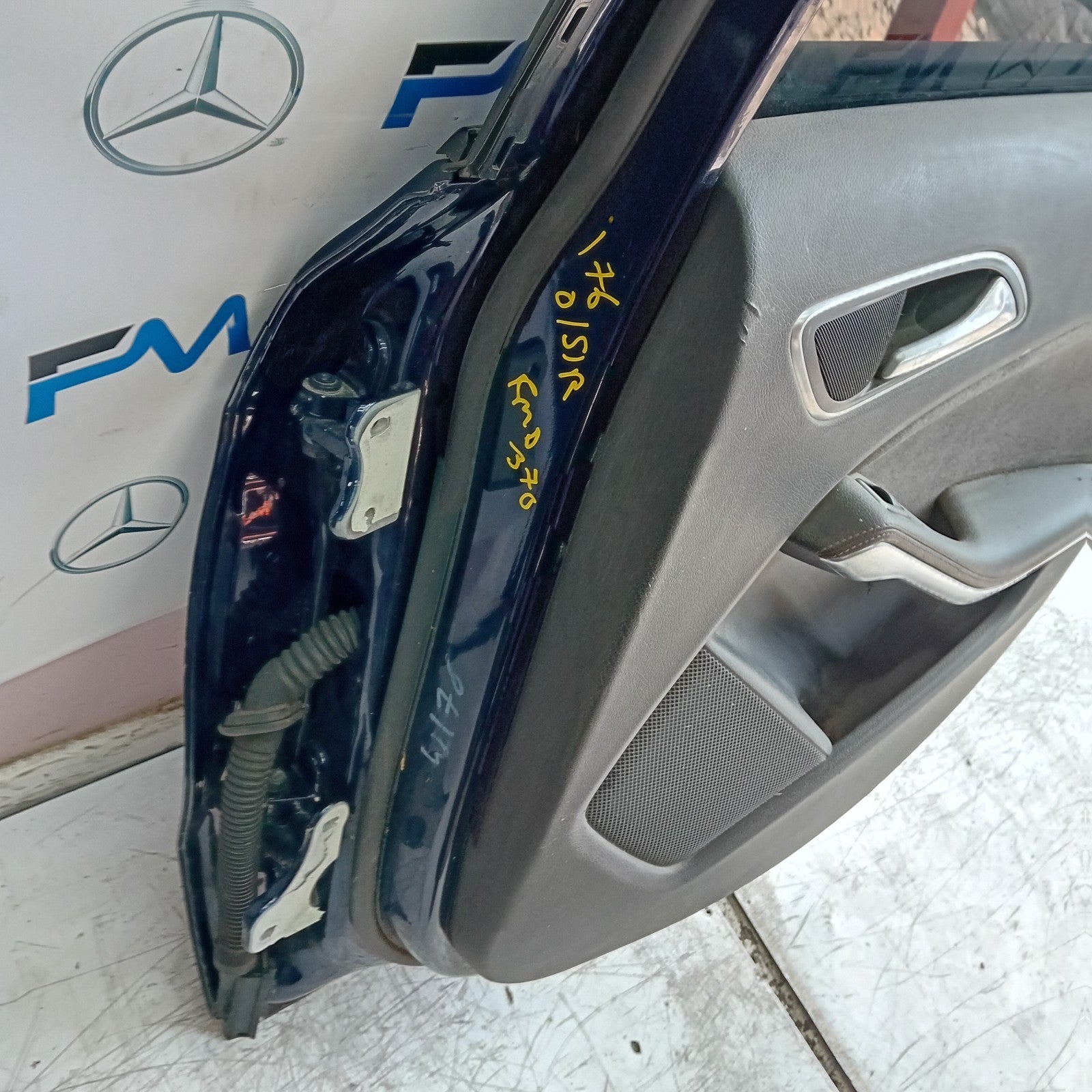 MERCEDES BENZ A-CLASS W176 DRIVER REAR DOOR OSR BLUE 2012-18 COMPLETE FMD370