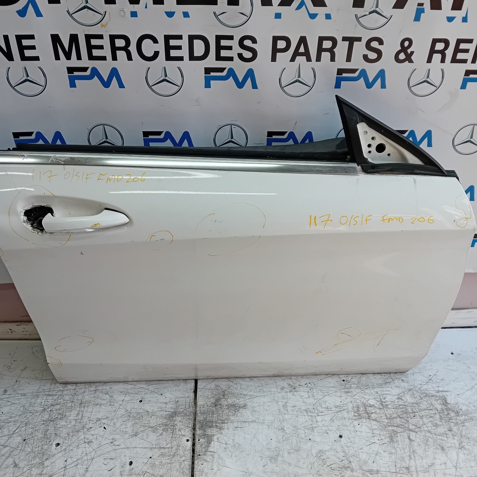 MERCEDES BENZ CLA W117 COUPE DRIVER FRONT DOOR OSF WHITE 2013- 2019 FMD206