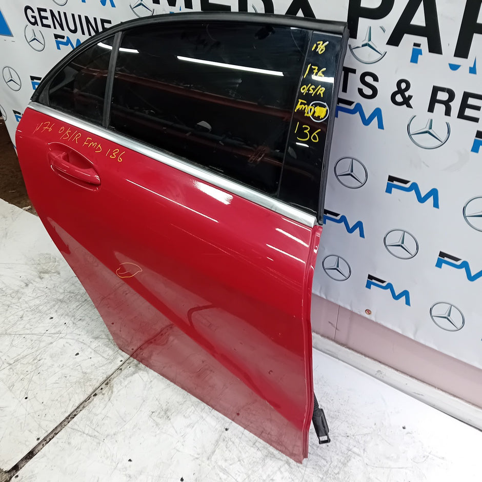 MERCEDES BENZ  A-CLASS W176 DRIVER SIDE REAR DOOR O/S/R RED COMPLETE FMD136