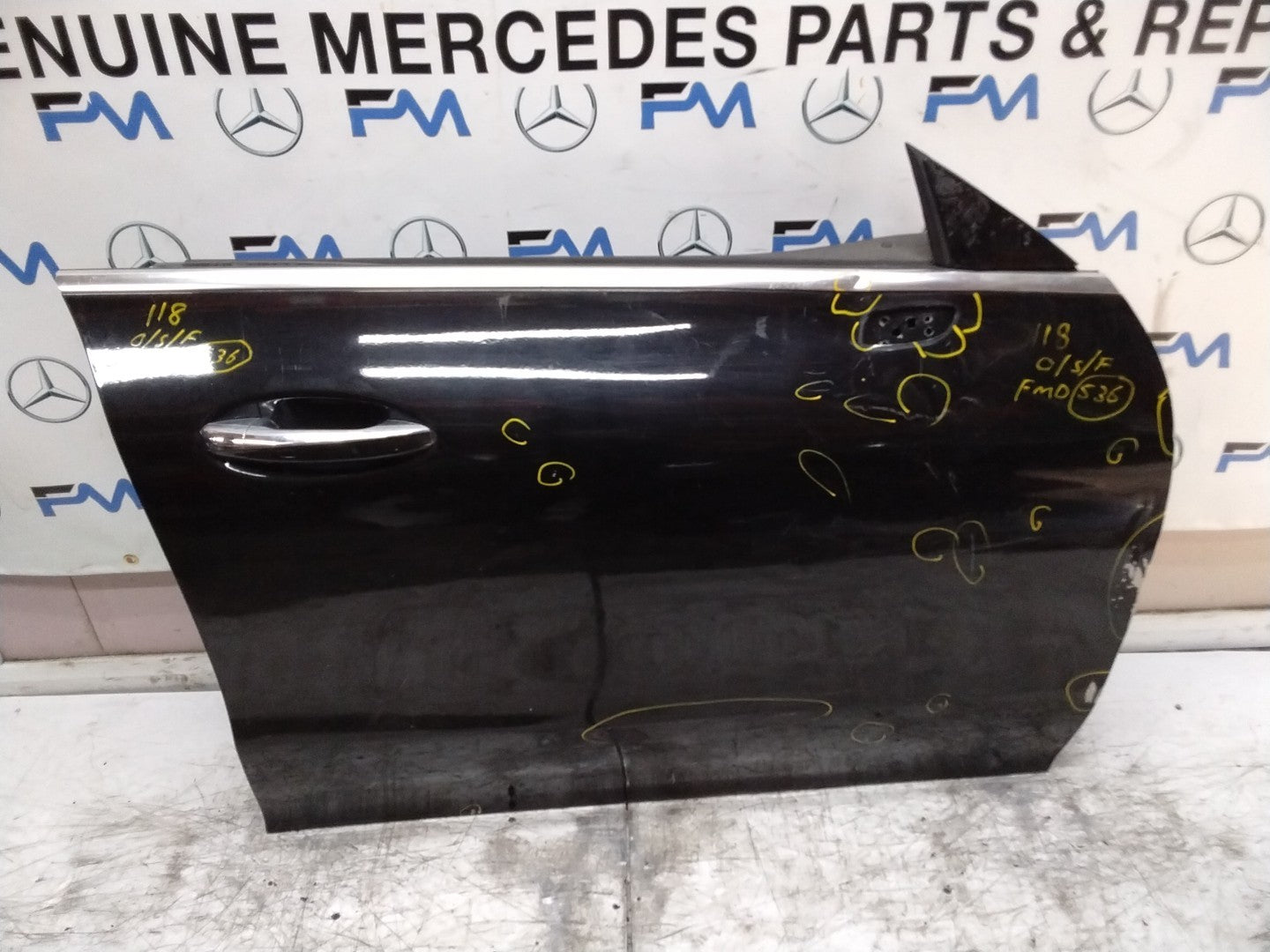 MERCEDES CLA W118  DRIVER FRONT DOOR OSF BLACK 2019-23 COMPLETE FMD536