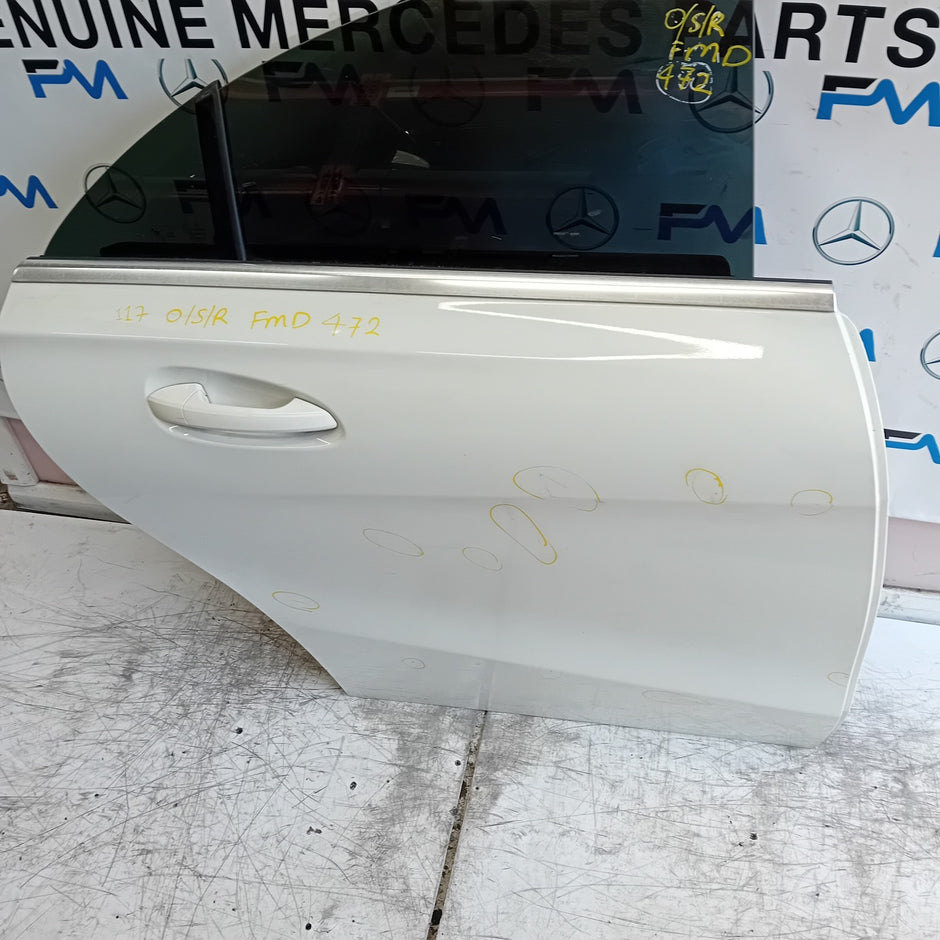 MERCEDES CLA W117 DRIVER REAR DOOR OSR WHITE 2014 COMPLETE FMD472