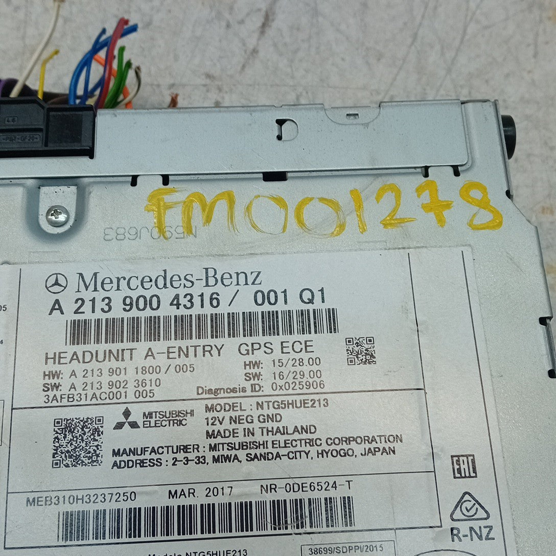 MERCEDES BENZ E CLASS  W213 SAT NAV SYSTEM HEADUNIT A2139004316 FM001278