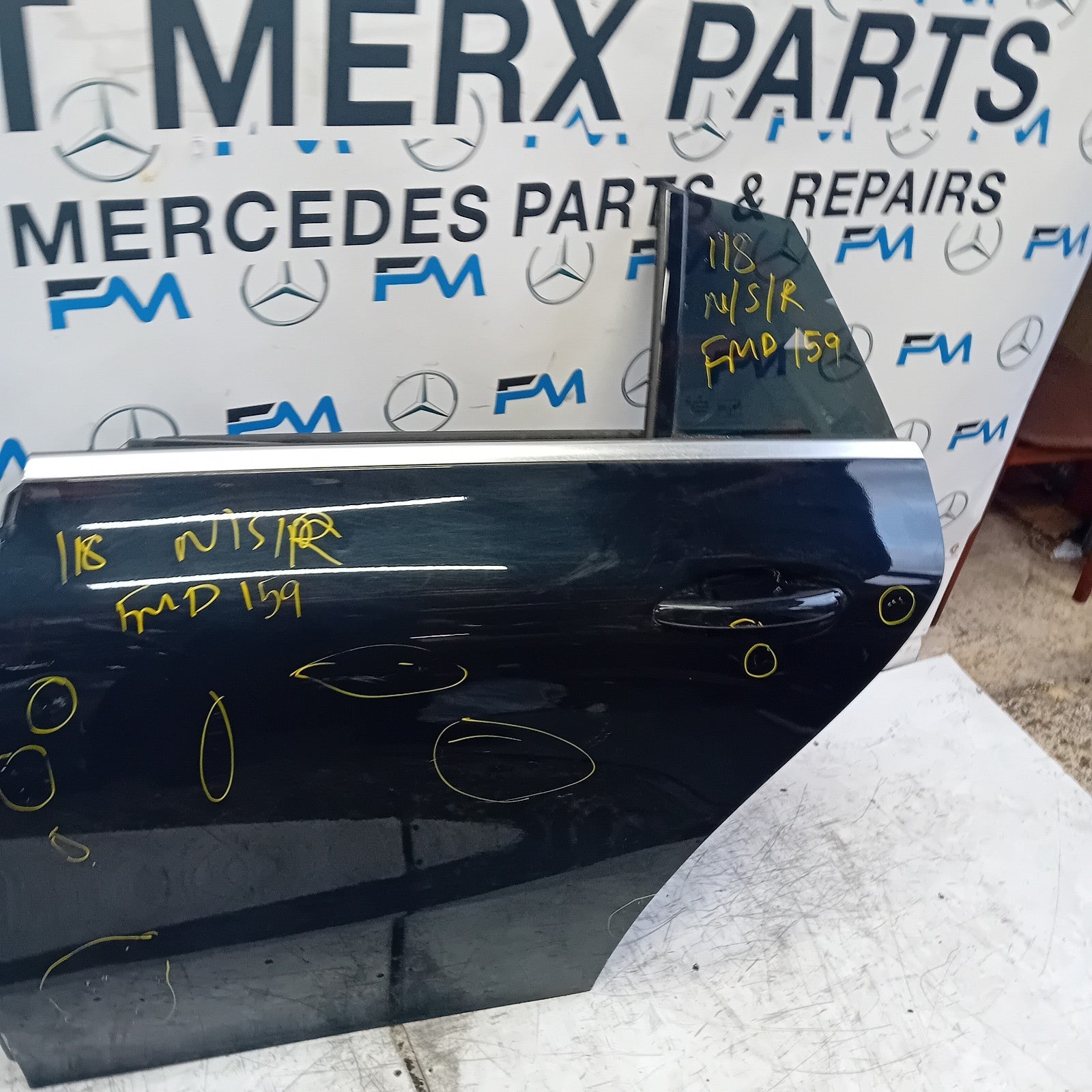 MERCEDES CLA W118 PASSENGER REAR DOOR N/S/R BLACK 2019 ONWARDS COMPLETE FMD159