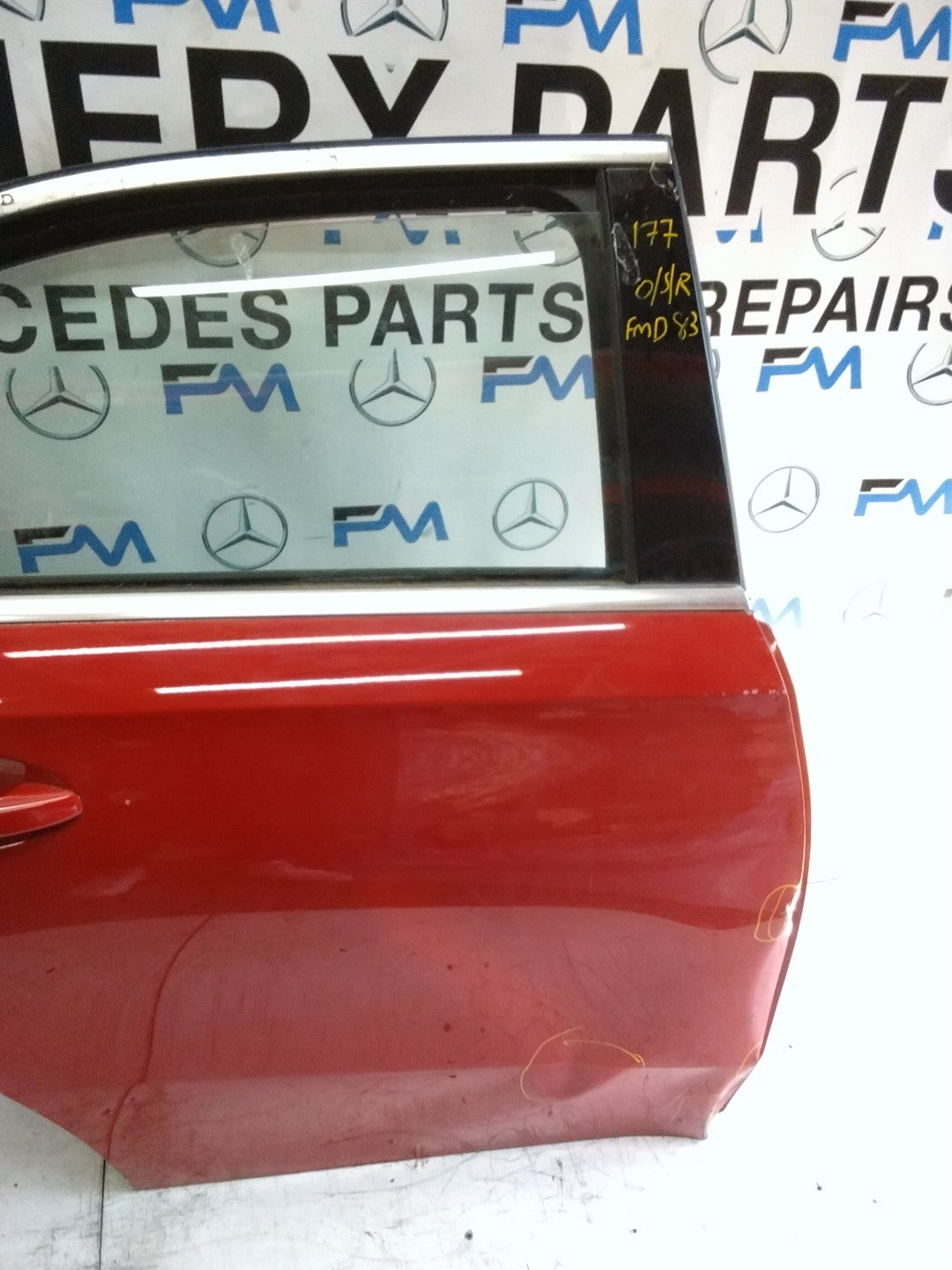 MERCEDES BENZ A-CLASS W177 DRIVER SIDE REAR DOOR O/S/R COMPLETE RED FMD83