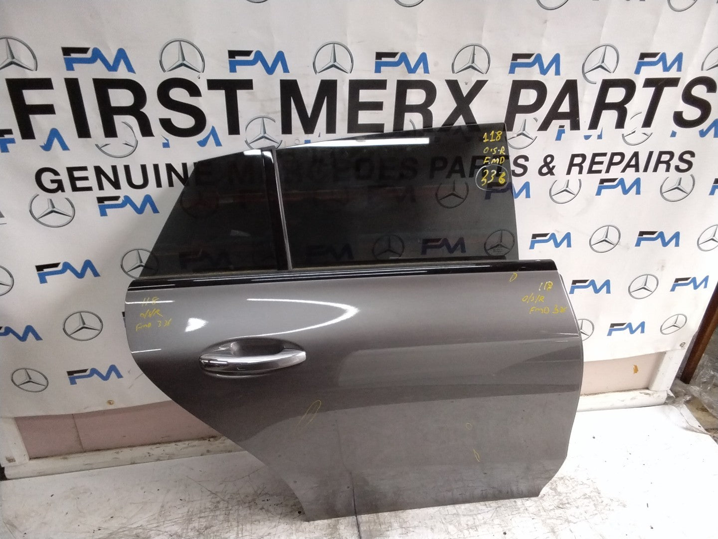 MERCEDES CLA W118 DRIVER REAR DOOR OSR GREY 2019 ON COMPLETE FMD336