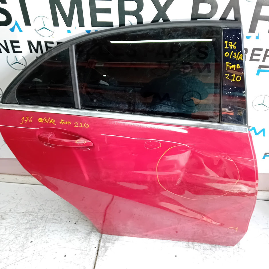 MERCEDES A-CLASS W176 DRIVER REAR DOOR OSR RED 2012- 2018 COMPLETE FMD210