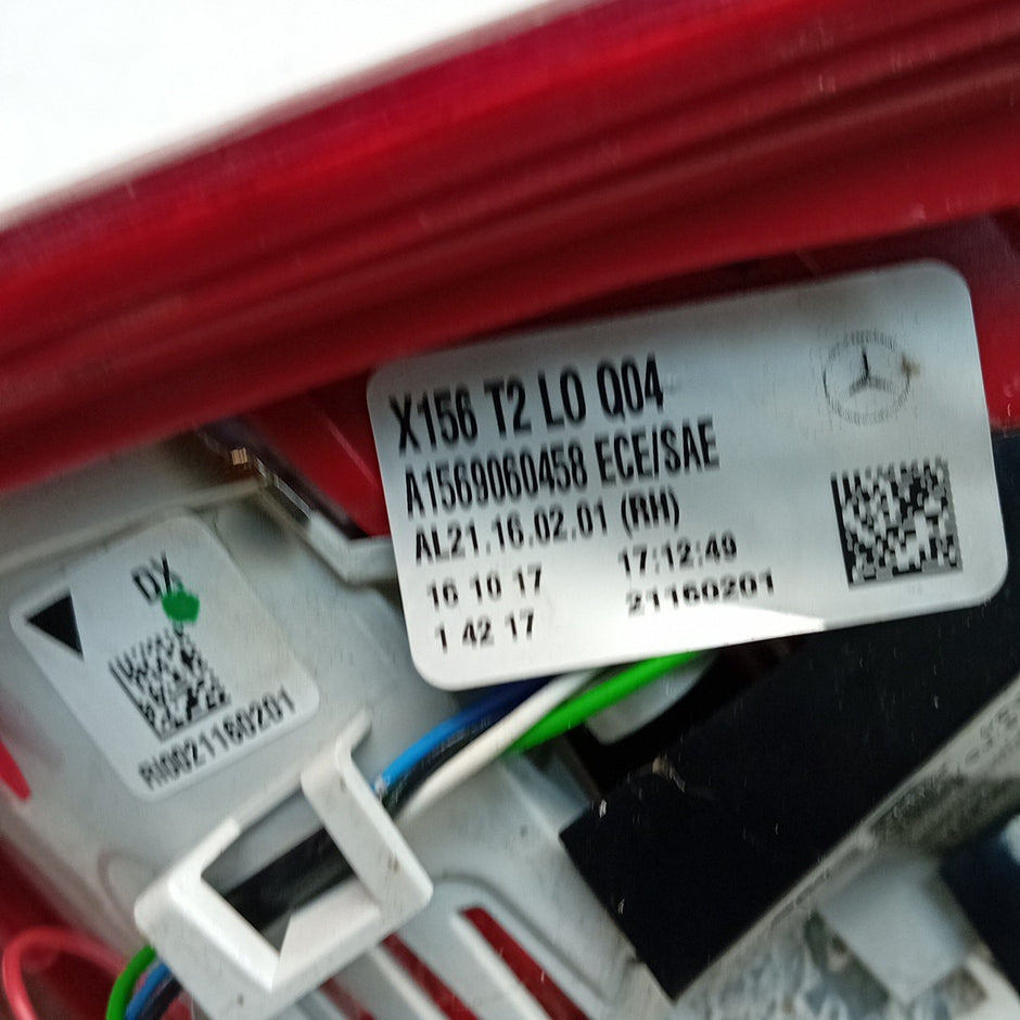 MERCEDES GLA X156 DRIVER RIGHT  REAR INNER TAIL LIGHT A1569060458 2017 FMT285
