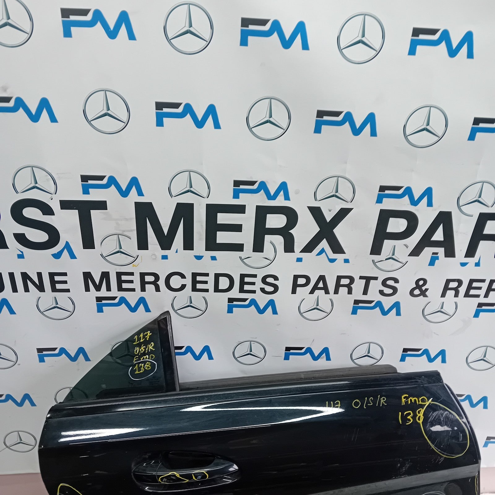 MERCEDES BENZ CLA W117 DRIVER SIDE REAR DOOR O/S/R BLACK COMPLETE FMD138