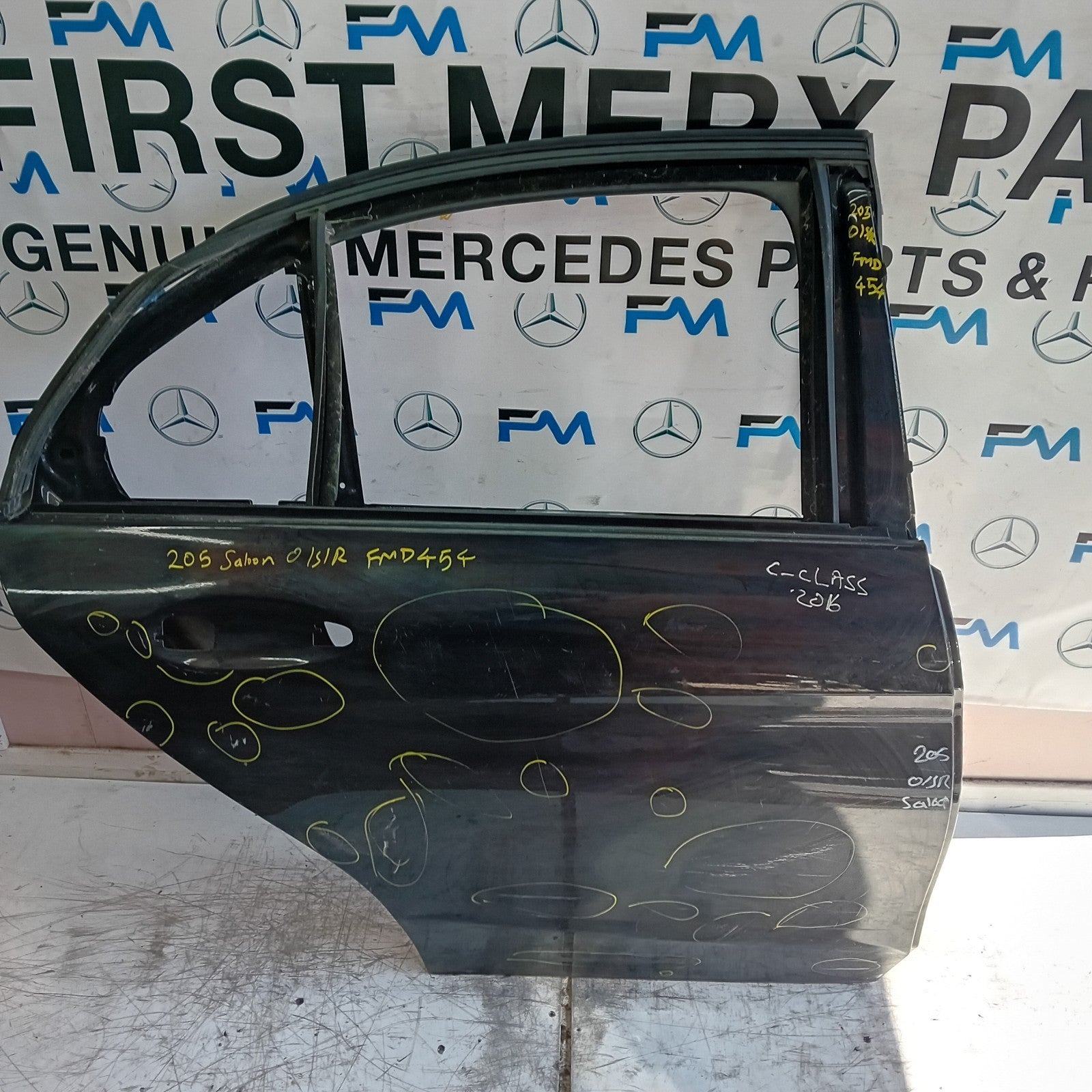 MERCEDES C-CLASS S205 SLN DRIVER REAR DOOR OSR BLACK 2014 ON  FMD454