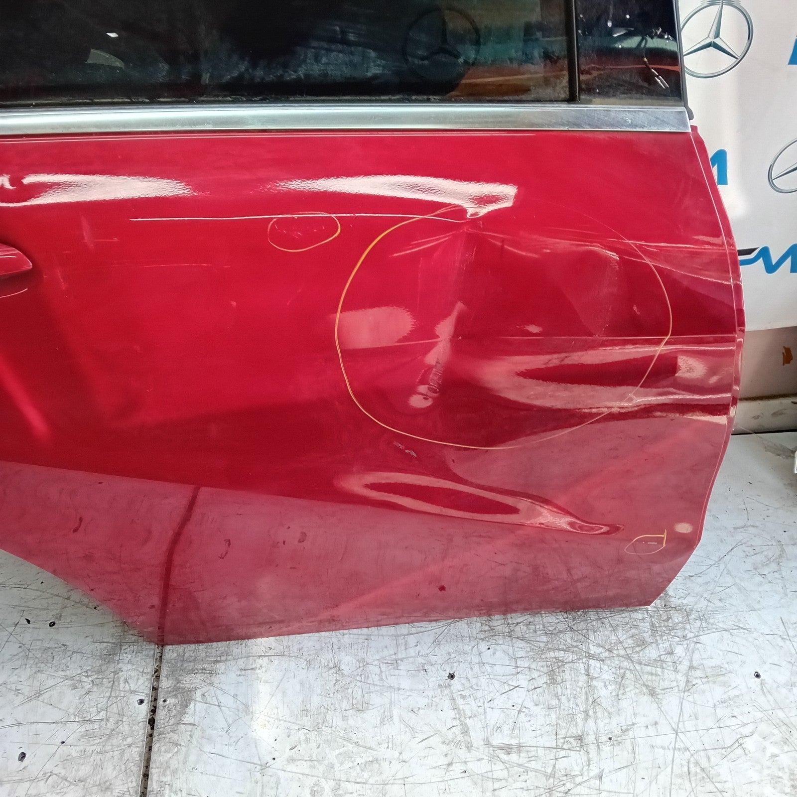 MERCEDES A-CLASS W176 DRIVER REAR DOOR OSR RED 2012- 2018 COMPLETE FMD210