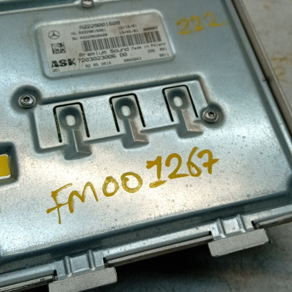 MERCEDES BENZ S-CLASS W222 PREMIUM SOUND SYSTEM AMPLIFIER A2229001609 FM001267