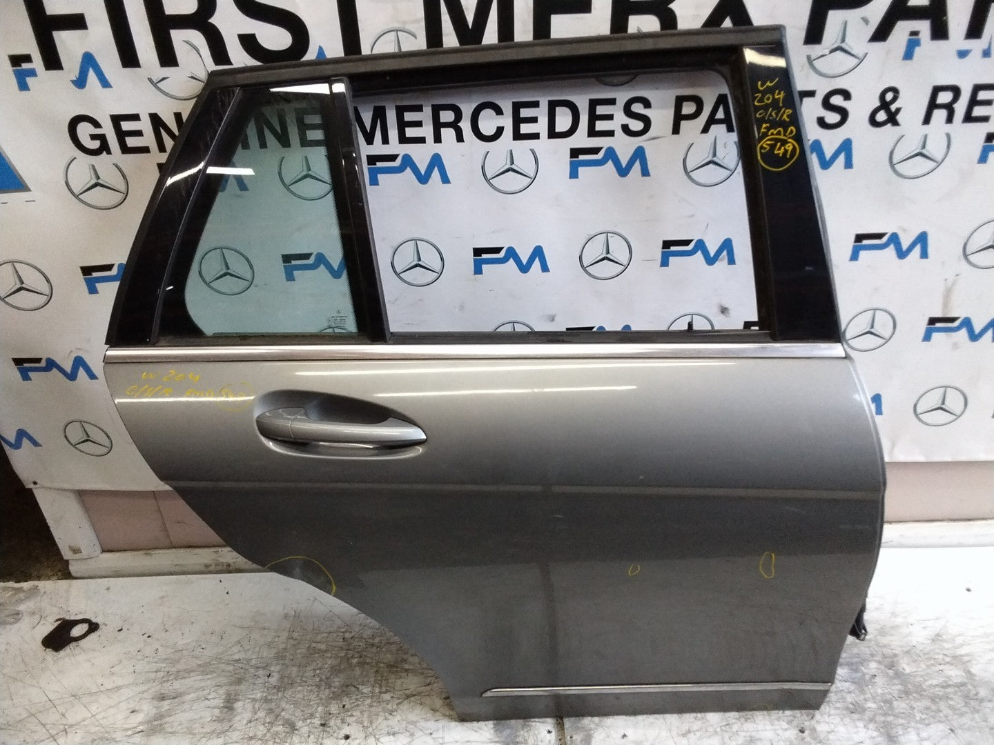 MERCEDES C-CLASS S204 EST DRIVER REAR DOOR OSR GREY 2008-14 FMD549