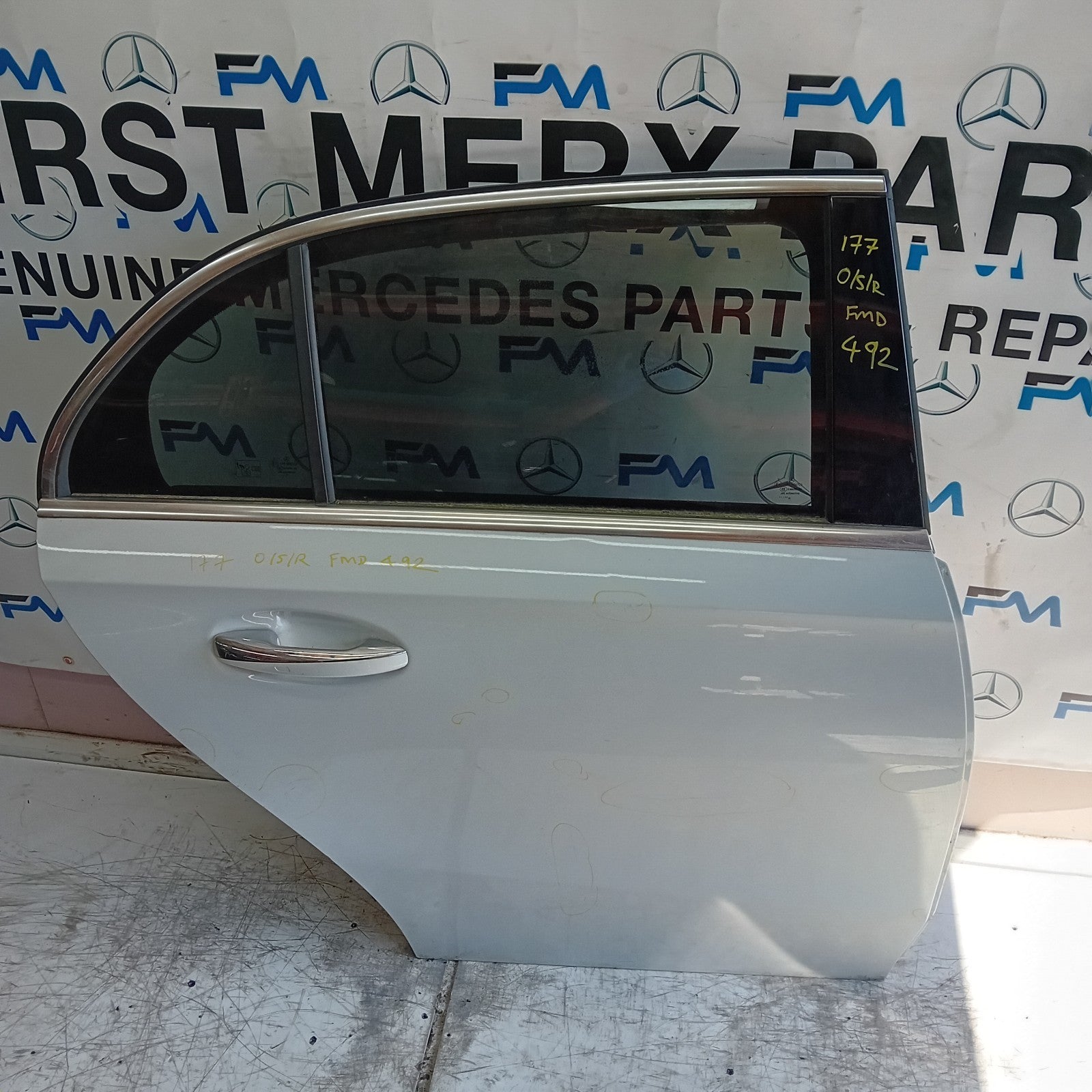 MERCEDES A-CLASS W177 DRIVER REAR DOOR OSR 2019 WHITE COMPLETE FMD492