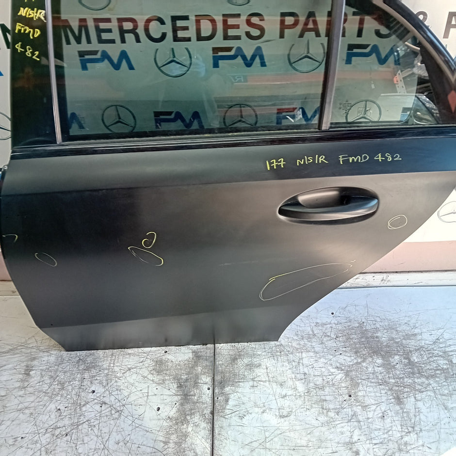 MERCEDES A-CLASS W177 PASSENGER REAR DOOR NSR BLACK 2018 COMPLETE FMD482