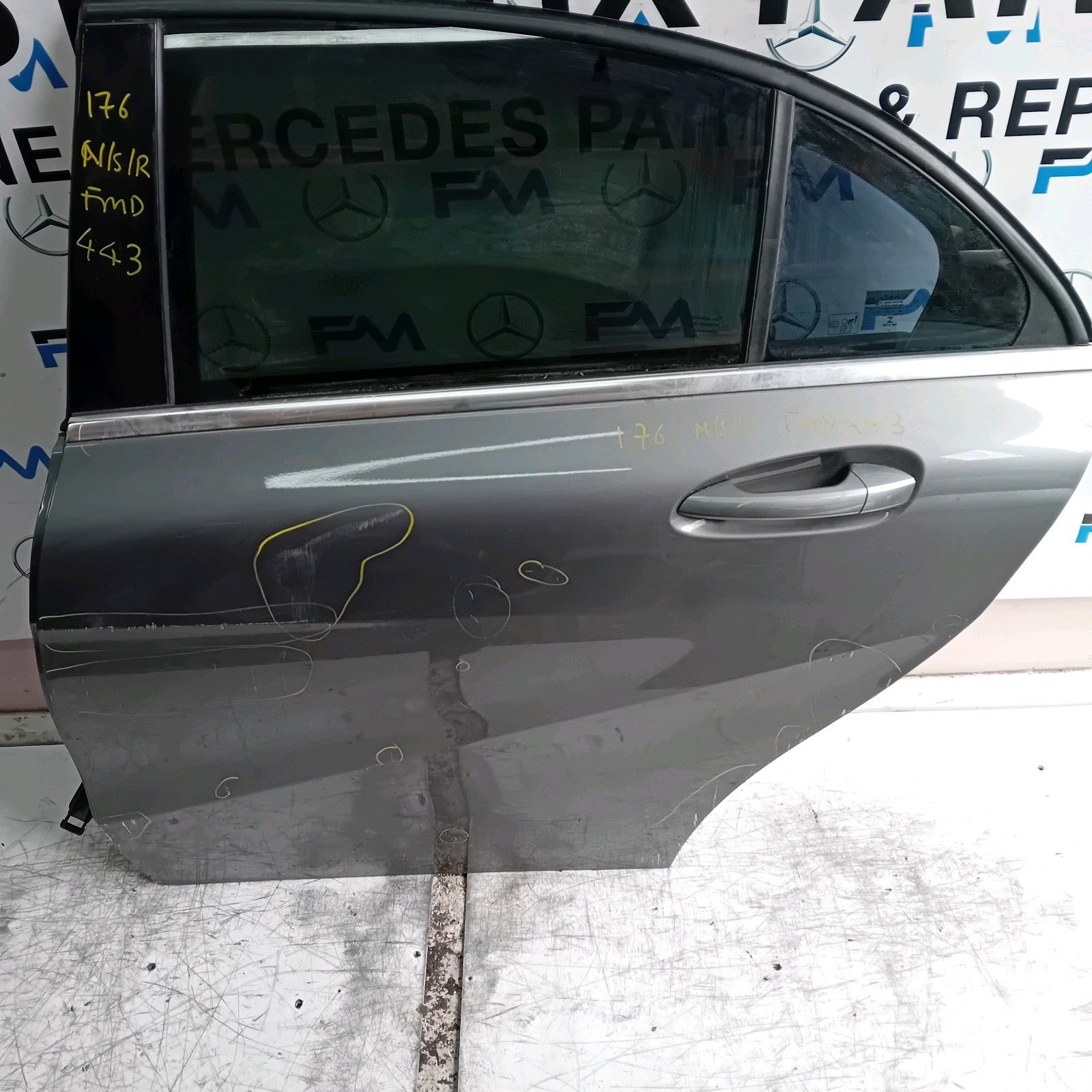 MERCEDES A-CLASS W176 PASSENGER REAR DOOR NSR GREY 2012-2018 COMPLETE FMD443