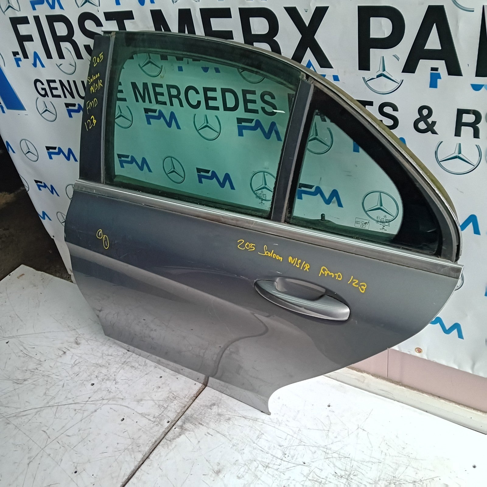 MERCEDES BENZ C-CLASS W205 PASSENGER SIDE REAR DOOR N/S/R GREY FMD123