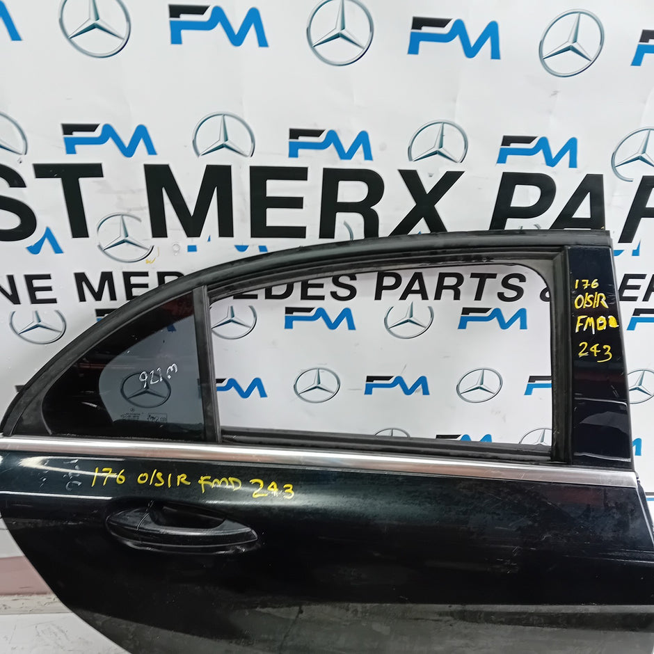 MERCEDES A-CLASS W176 DRIVER REAR DOOR OSR BLACK 2012-18 COMPLETE FMD243