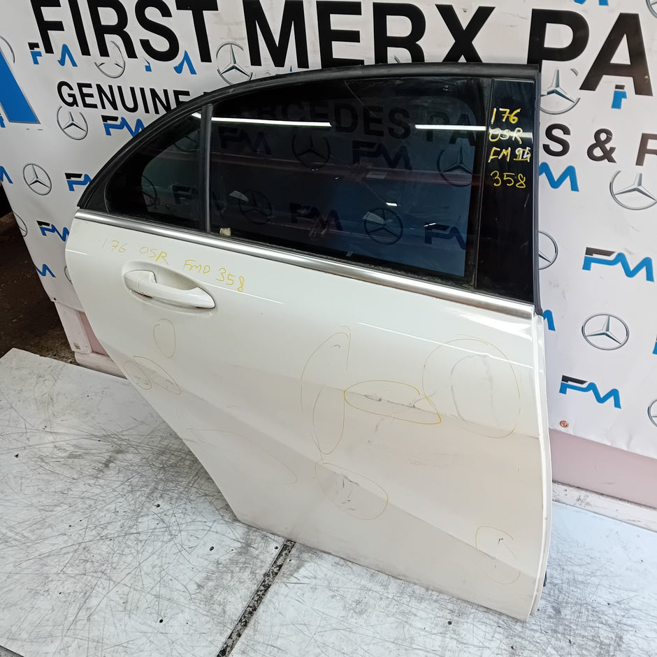 MERCEDES A-CLASS W176 DRIVER REAR DOOR OSR 2012-18 WHITE COMPLETE FMD358