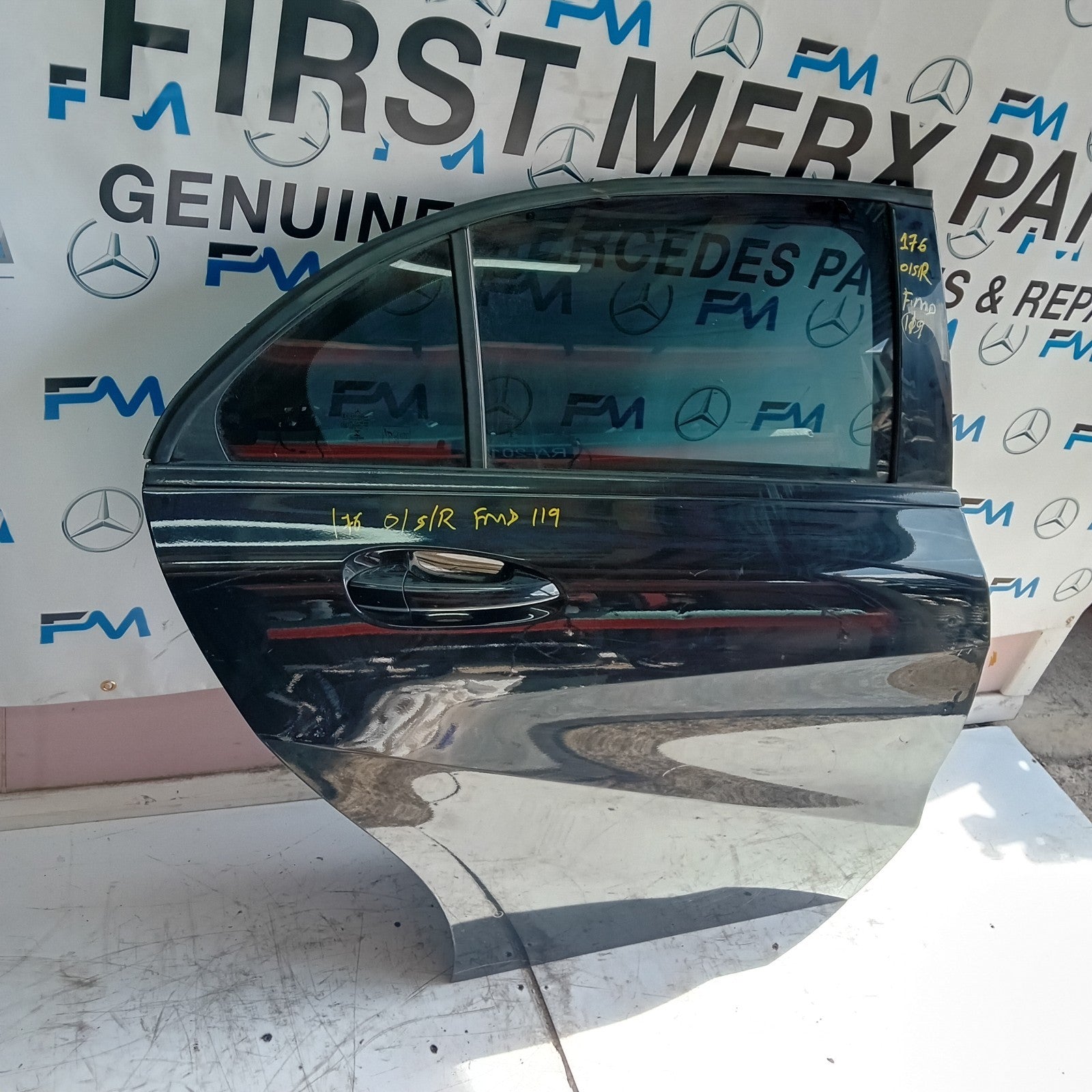 MERCEDES BENZ A-CLASS W176 DRIVER SIDE REAR DOOR O/S/R BLACK FMD119