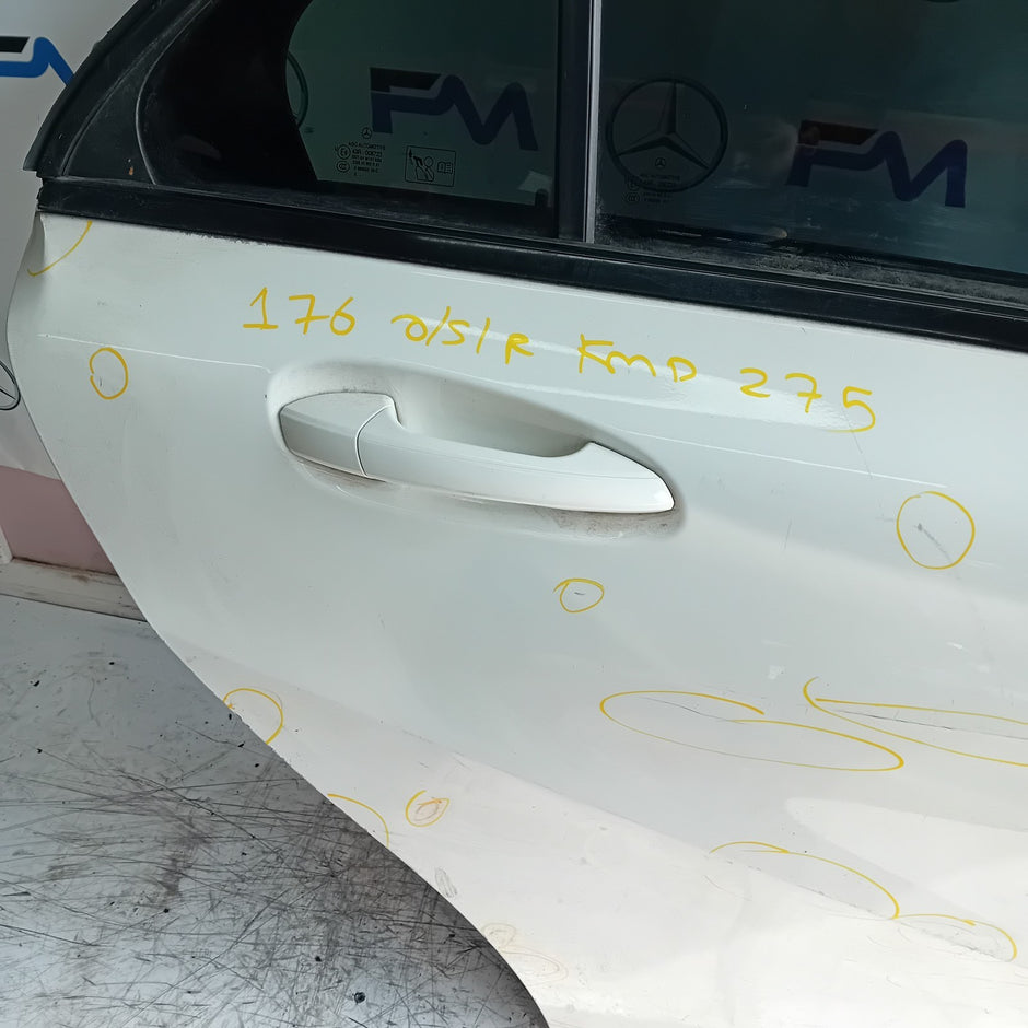 MERCEDES A-CLASS W176 SLN DRIVER REAR DOOR OSR 2012-18 WHITE COMPLETE FMD275