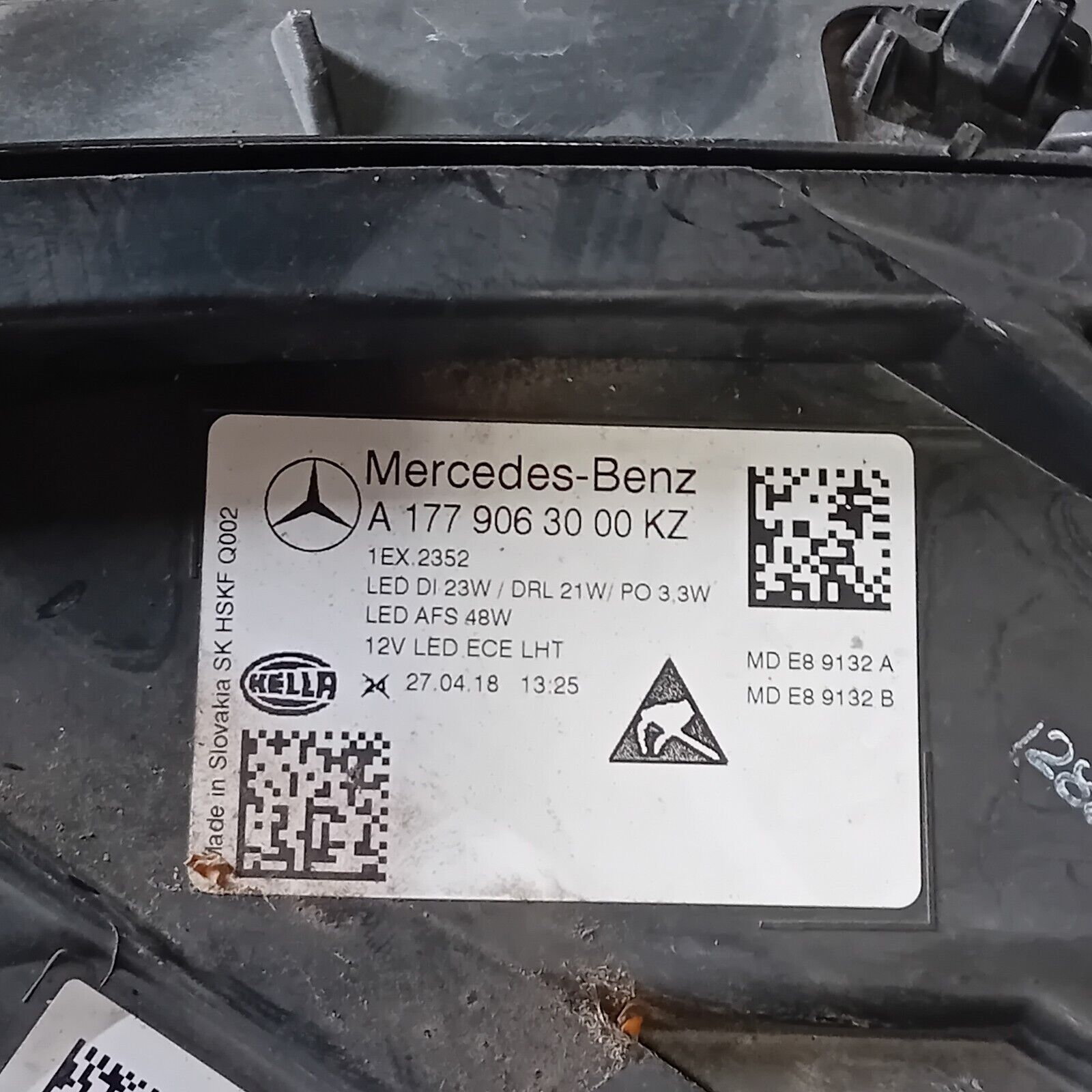 MERCEDES W177 A CLASS 2018-21 GENUINE DRIVER SIDE HEADLAMP A1779063000 FMH99