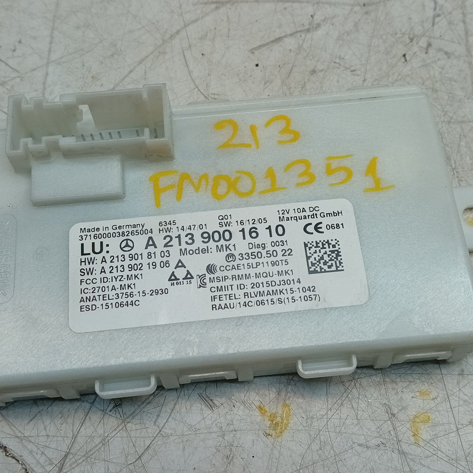 MERCEDES BENZ E-CLASS KEYLESS GO CONTROL UNIT W213 A2139001610 FM001351