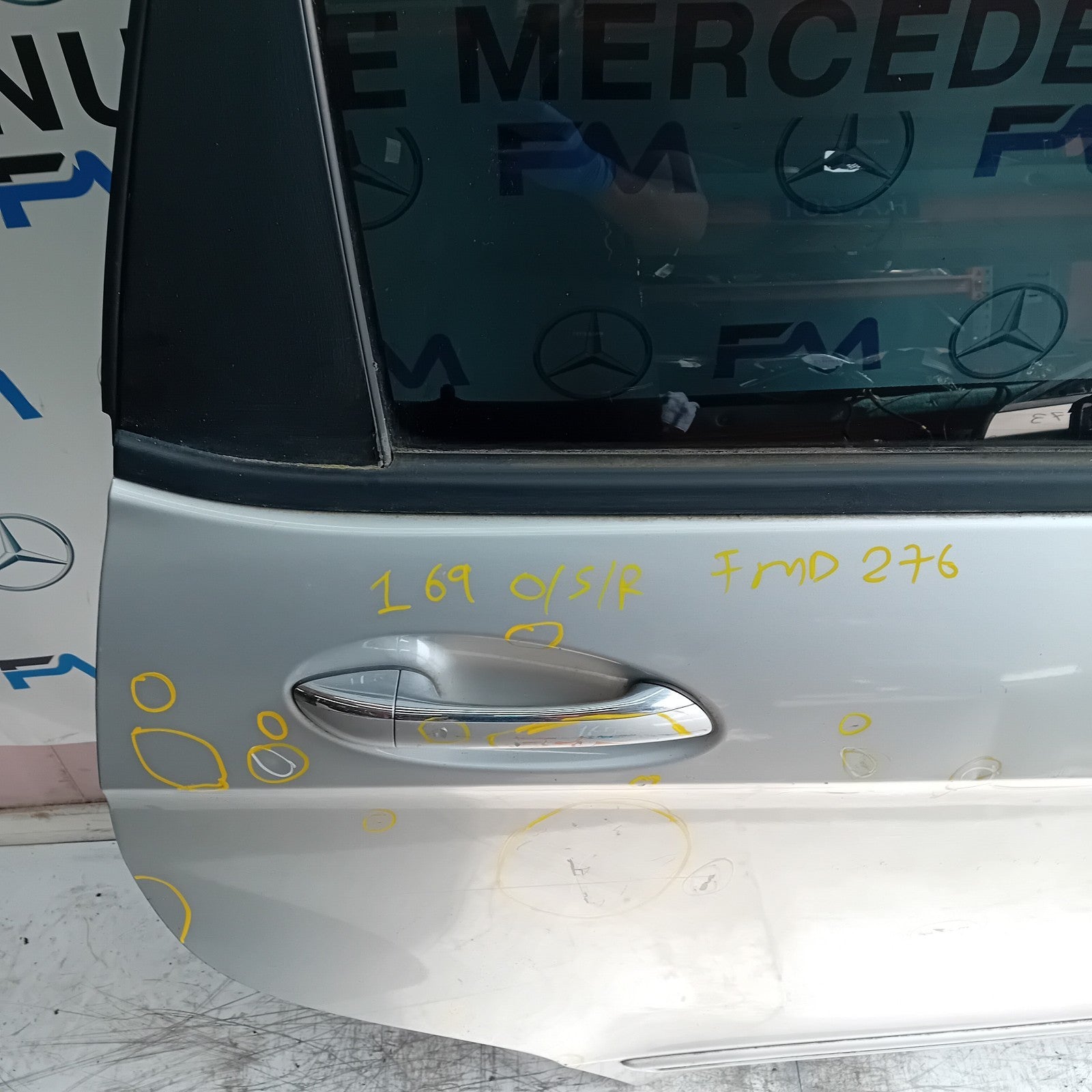 MERCEDES A-CLASS W169 DRIVER REAR DOOR OSR 2004-12 SILVER COMPLETE FMD276