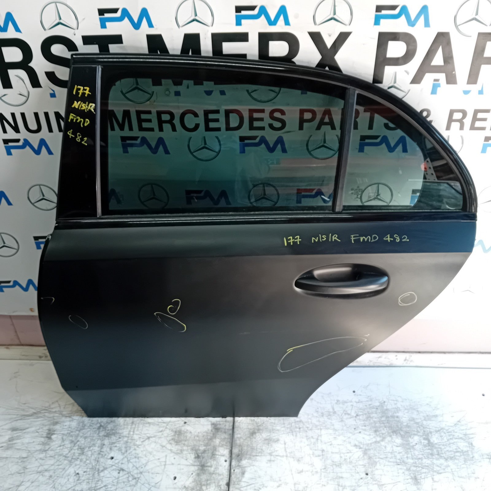 MERCEDES A-CLASS W177 PASSENGER REAR DOOR NSR BLACK 2018 COMPLETE FMD482