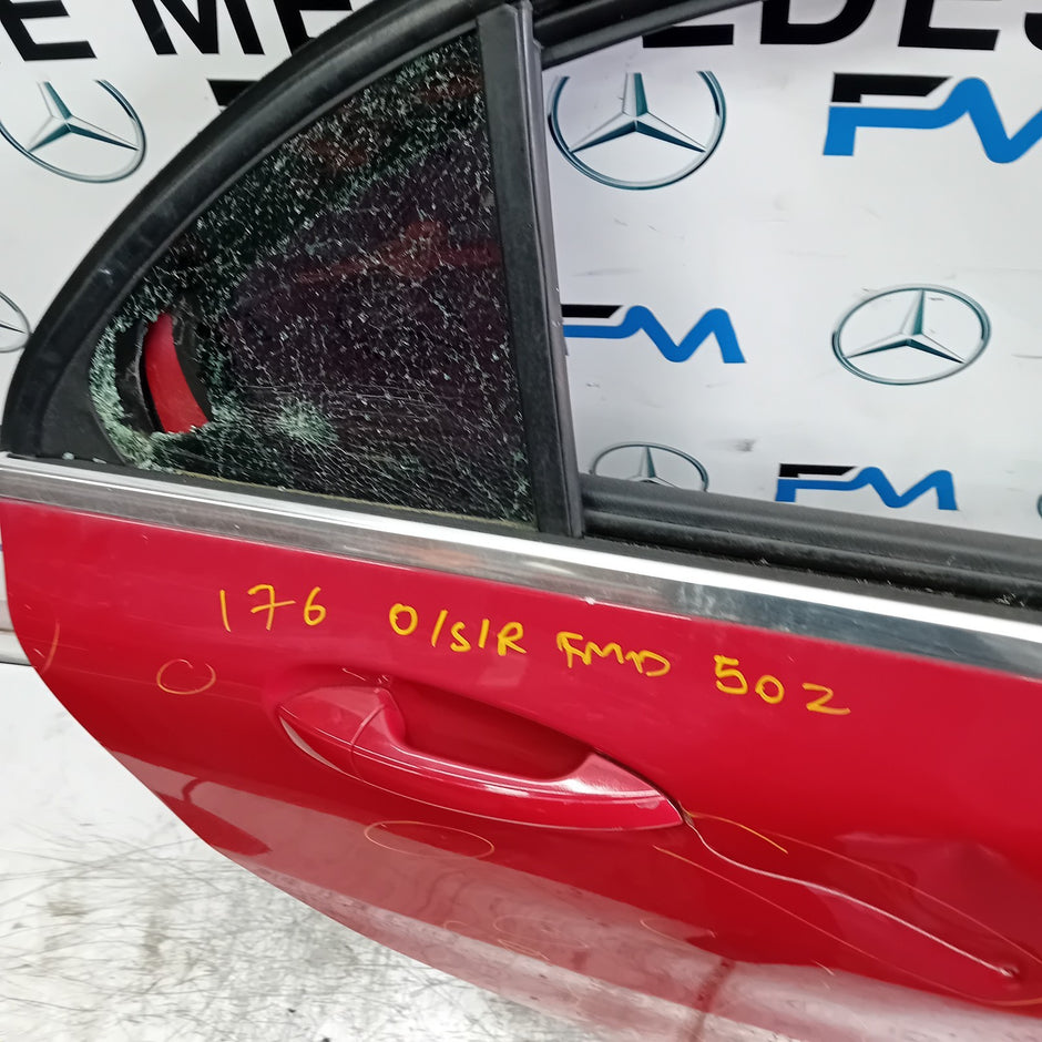 MERCEDES A-CLASS W176 DRIVER REAR DOOR OSR 2015 RED COMPLETE FMD502