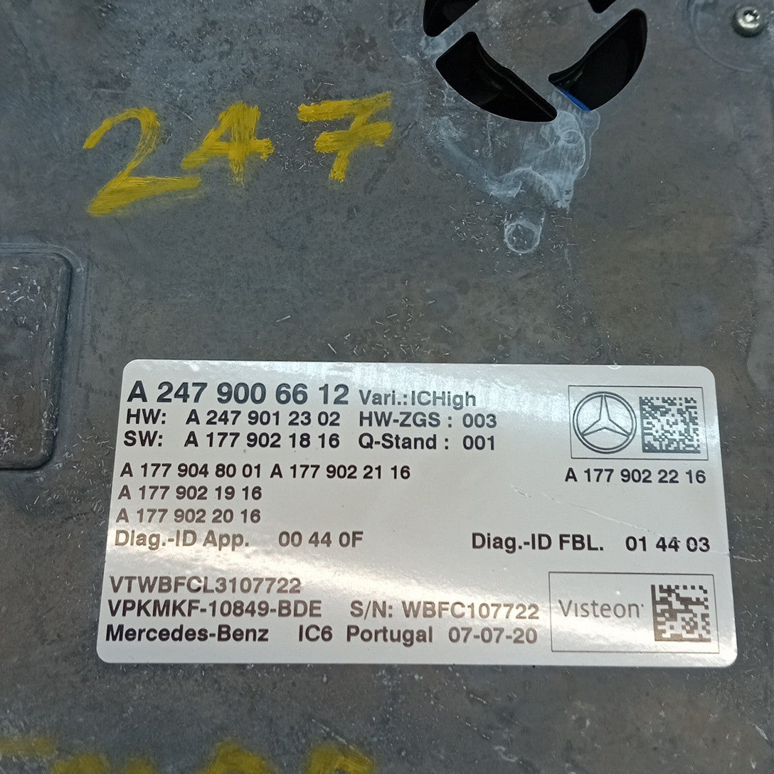 MERCEDES B-CLASS W247 INSTRUMENT CLUSTER CONTROL MODULE A2479006612 FM001339