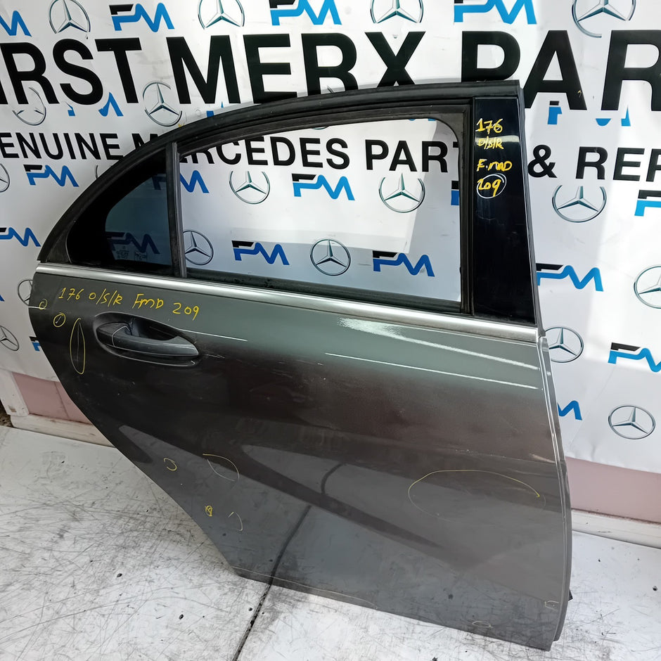 MERCEDES BENZ  A-CLASS W176 DRIVER REAR DOOR OSR GREY 2012- 2018 COMPLETE FMD209