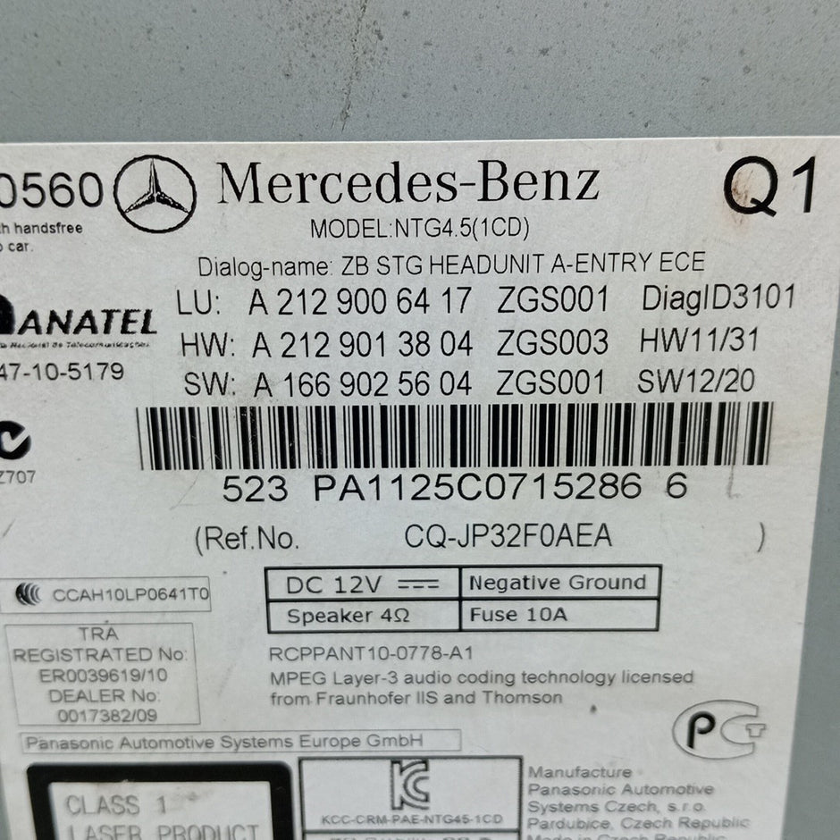 MERCEDES E CLASS W212 STEREO SAT NAV SYSTEM A2129006417 2009-2016 FM001395