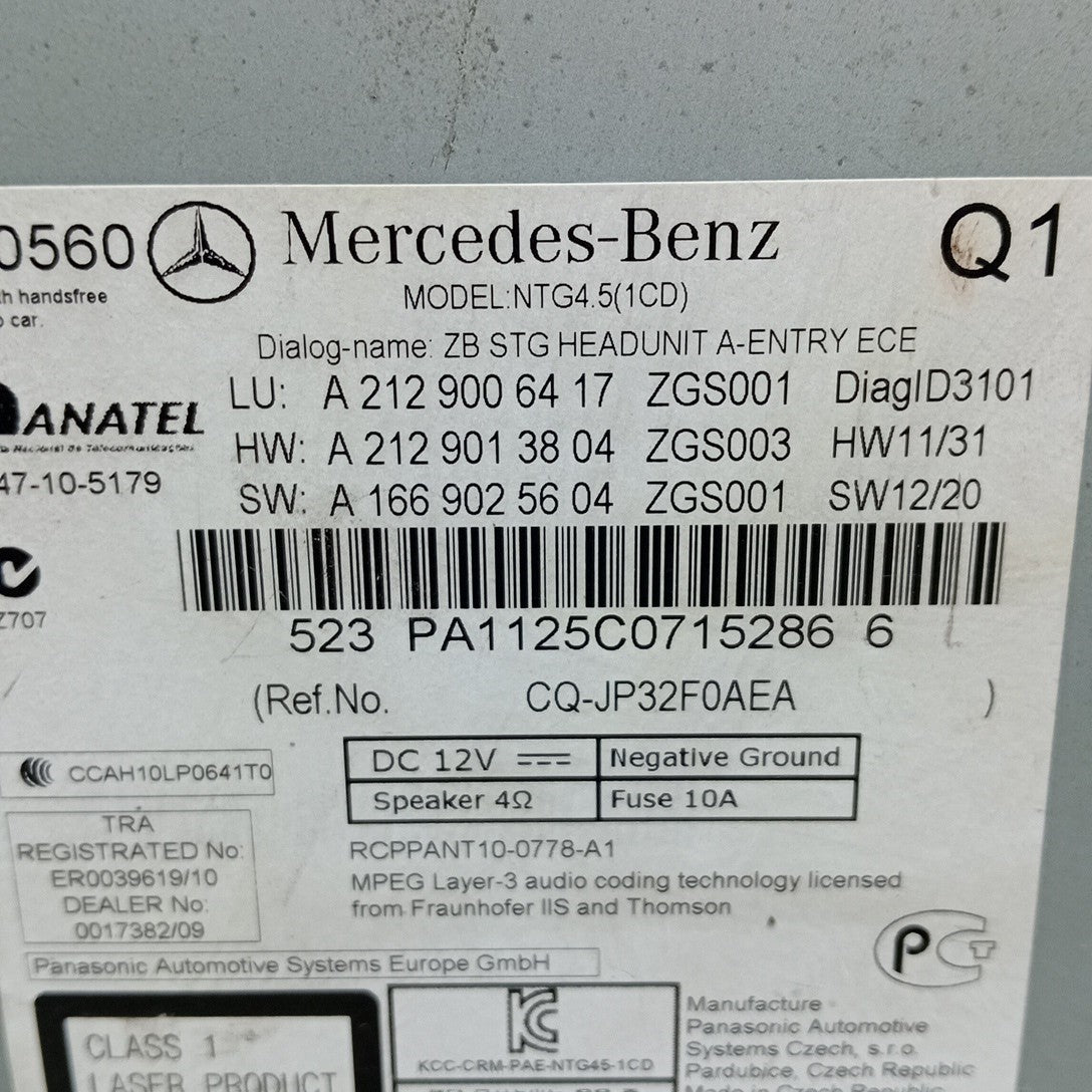 MERCEDES E CLASS W212 STEREO SAT NAV SYSTEM A2129006417 2009-2016 FM001395