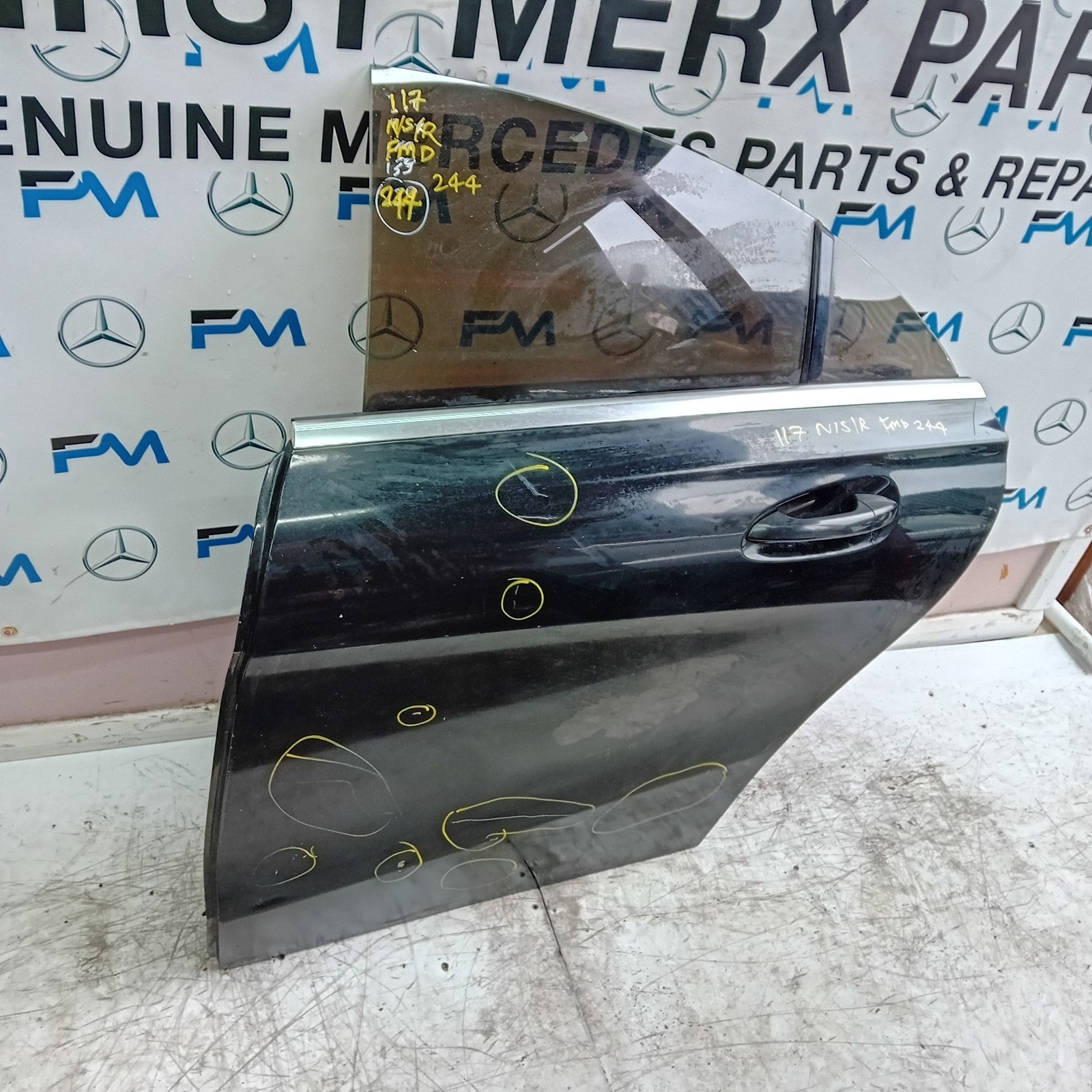 MERCEDES CLA 117 PASSENGER REAR DOOR NSR BLACK 2013-19 COMPLETE FMD244