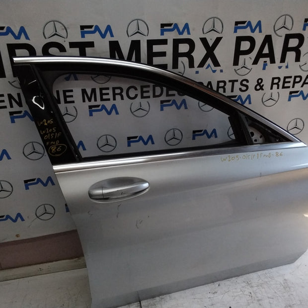 MERCEDES BENZ C-CLASS W205 DRIVER SIDE FRONT DOOR O/S/F  SILVER FMD86