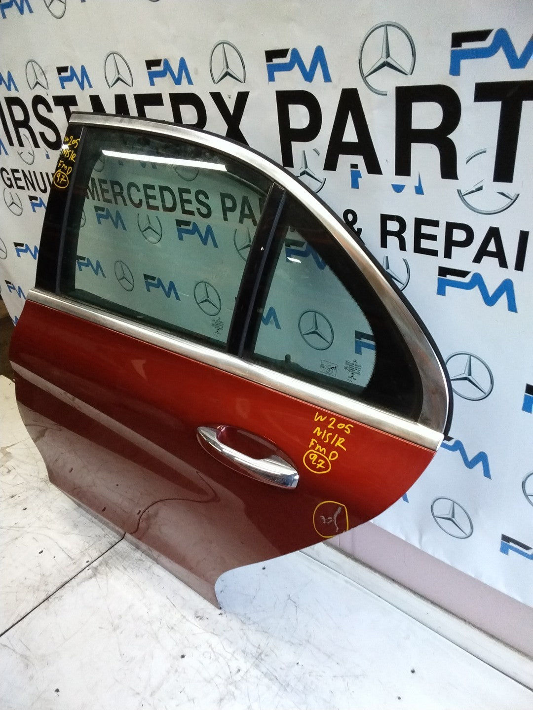 MERCEDES BENZ  C-CLASS W205 PASSENGER SIDE REAR DOOR N/S/R COMPLETE RED FMD97