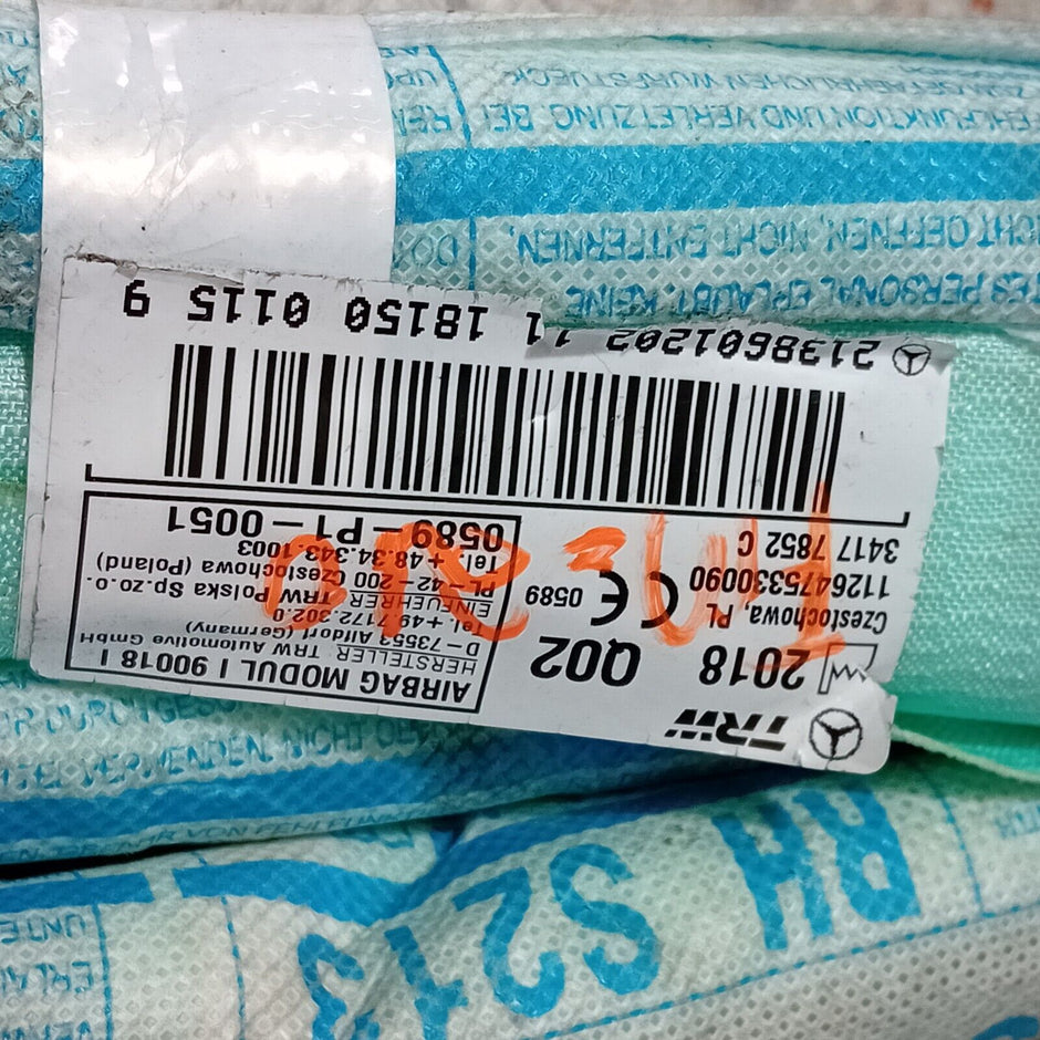 MERCEDES E220 CURTAIN AIR BAG 2138601202 RIGHT W213  ESTATE 2020 FM210