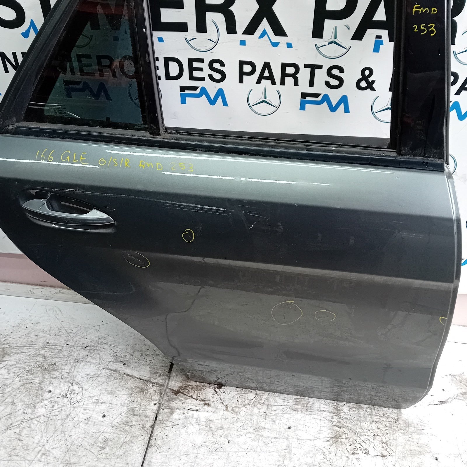 MERCEDES GLE W166 DRIVER REAR DOOR OSR GREY 2015-19 COMPLETE FMD253