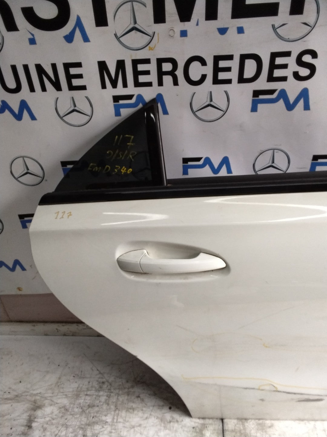 MERCEDES CLA W117 SLN DRIVER REAR DOOR OSR WHITE 2013-19 COMPLETE FMD340