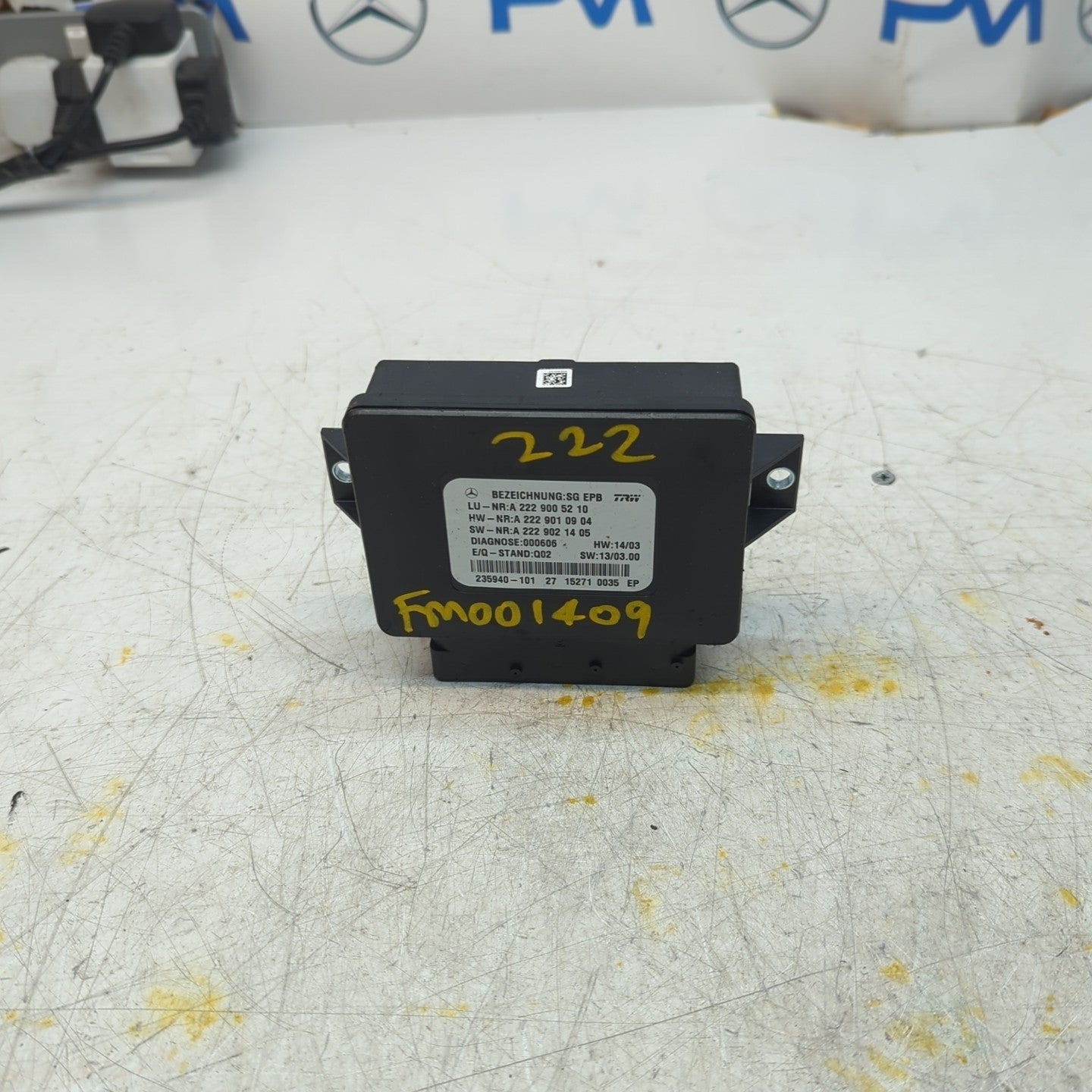 MERCEDES S-CLASS PARKING BRAKE CONTROL UNIT W222 A2229005210 FM001409