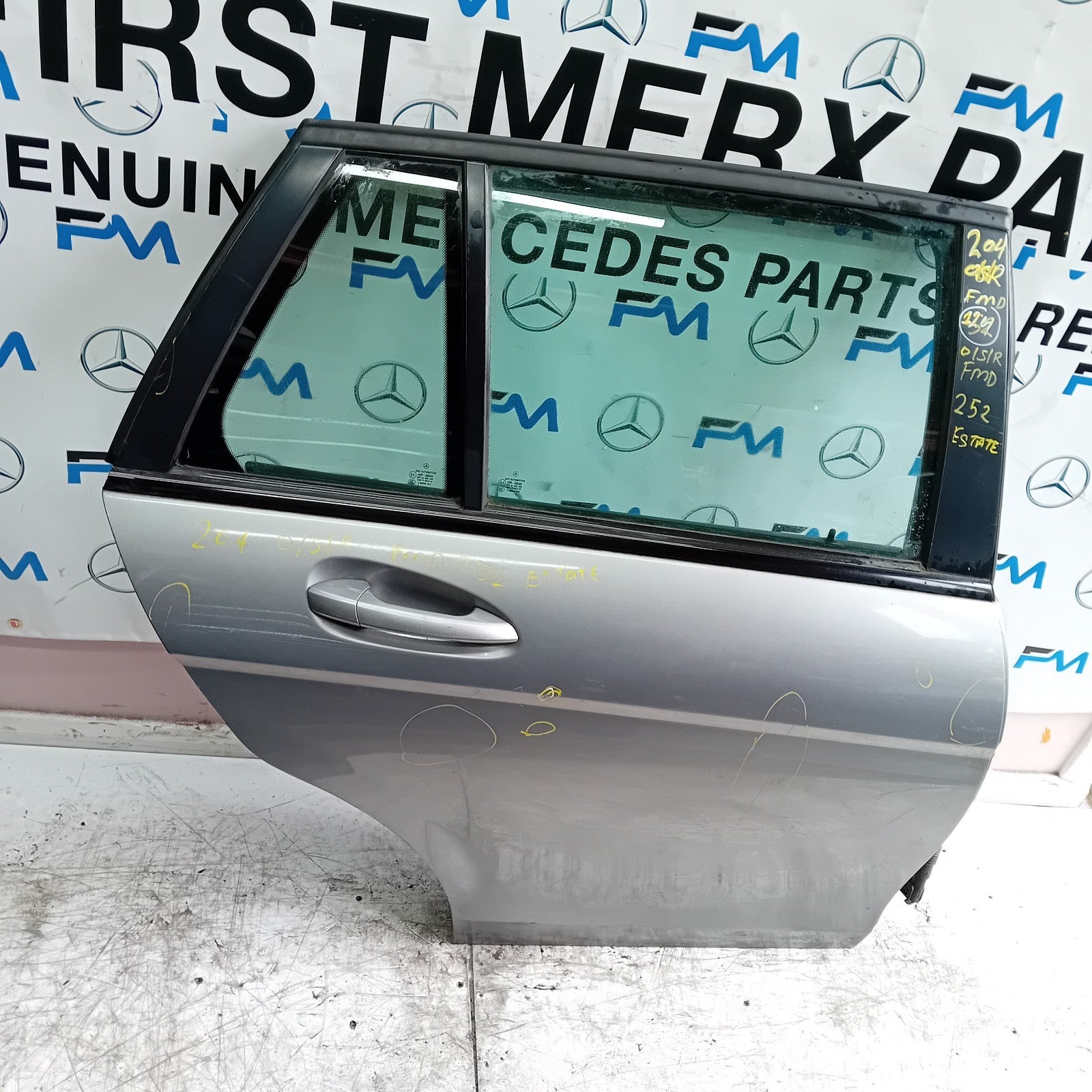 MERCEDES C-CLASS S204 EST DRIVER REAR DOOR OSR SILVER 2008-14 COMPLETE FMD252