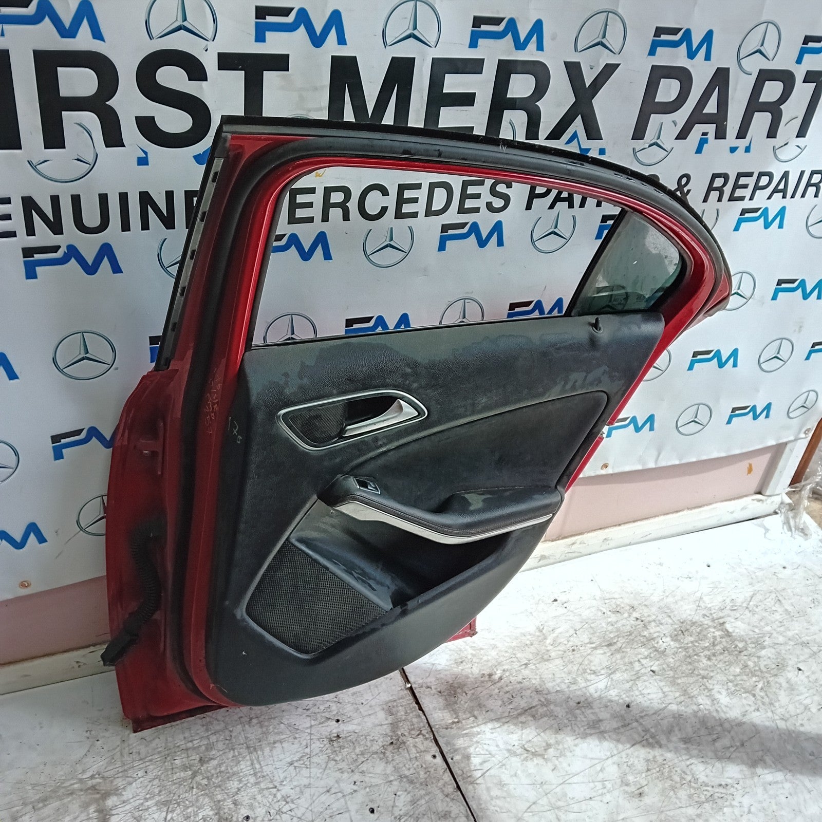 MERCEDES BENZ  A-CLASS W176 DRIVER REAR DOOR OSR RED 2012-18 COMPLETE FMD257
