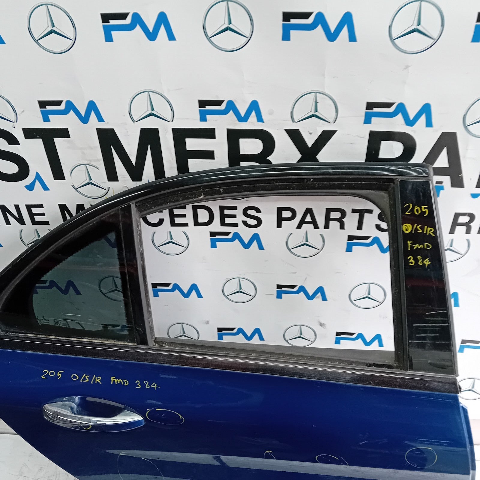 MERCEDES C-CLASS W205 DRIVER REAR DOOR NSR 2014 ON BLUE COMPLETE FMD384